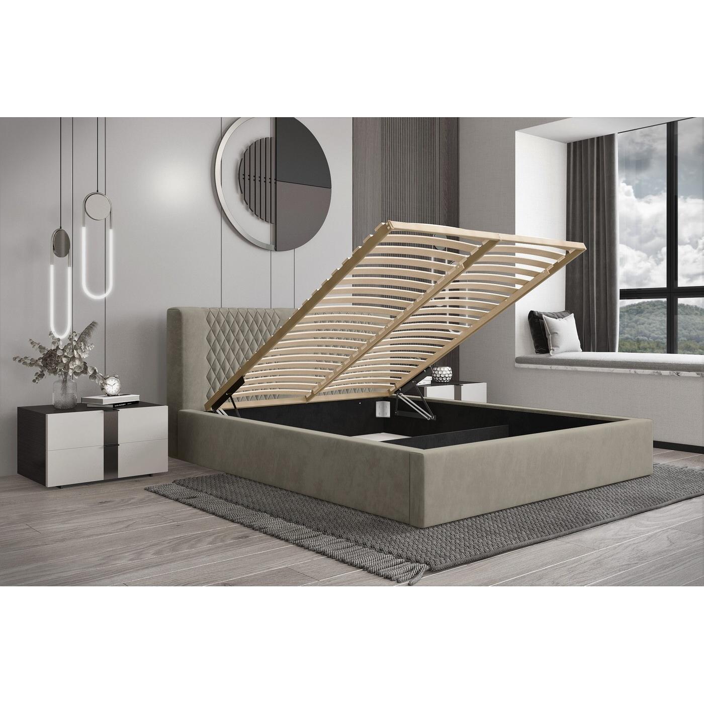 Trae Mobler Montana 180 x 200 cm Gestoffeerd Bed Taupe