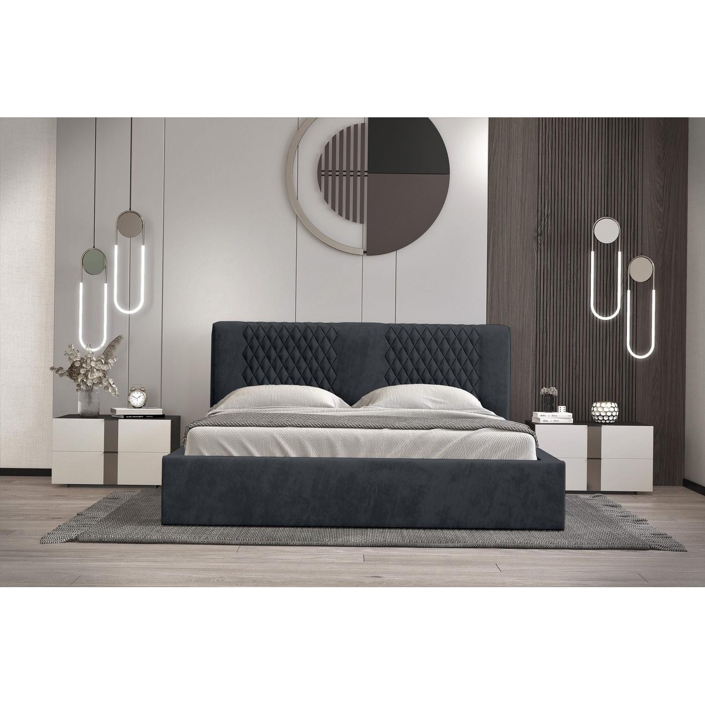 Trae Mobler Montana 140 x 200 cm Gestoffeerd Bed Donkerblauw