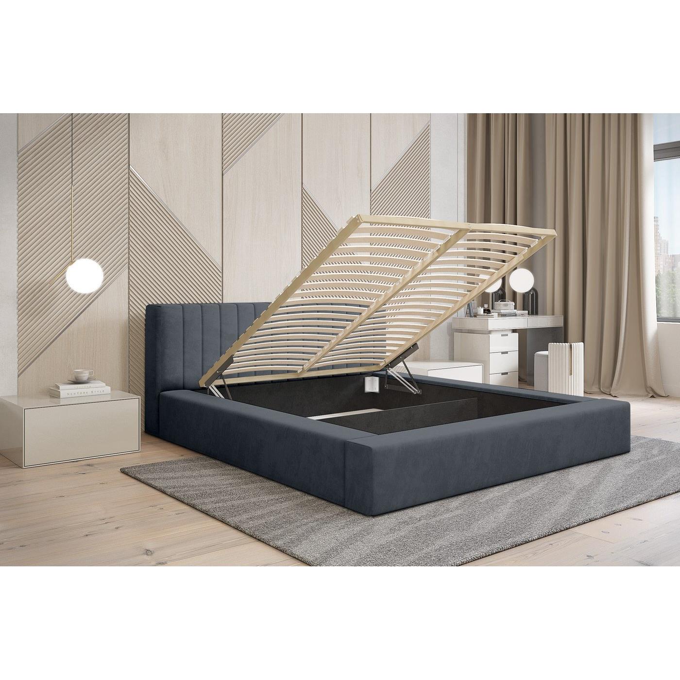 Trae Mobler Como 180 x 200 cm Gestoffeerd Bed Donkerblauw