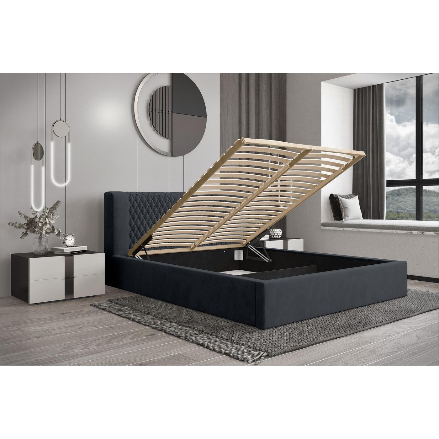 Trae Mobler Montana 140 x 200 cm Gestoffeerd Bed Donkerblauw