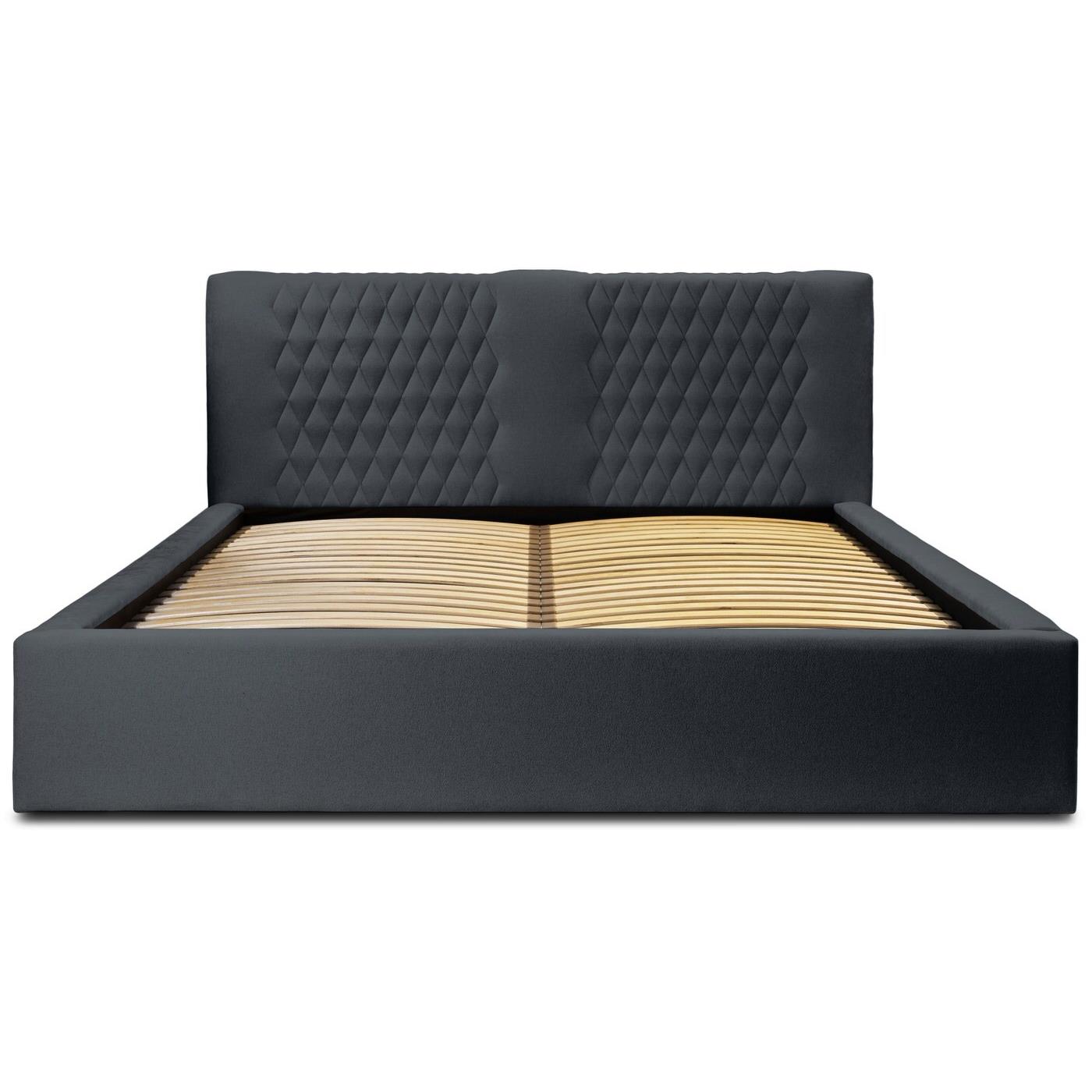 Trae Mobler Montana 140 x 200 cm Gestoffeerd Bed Donkerblauw