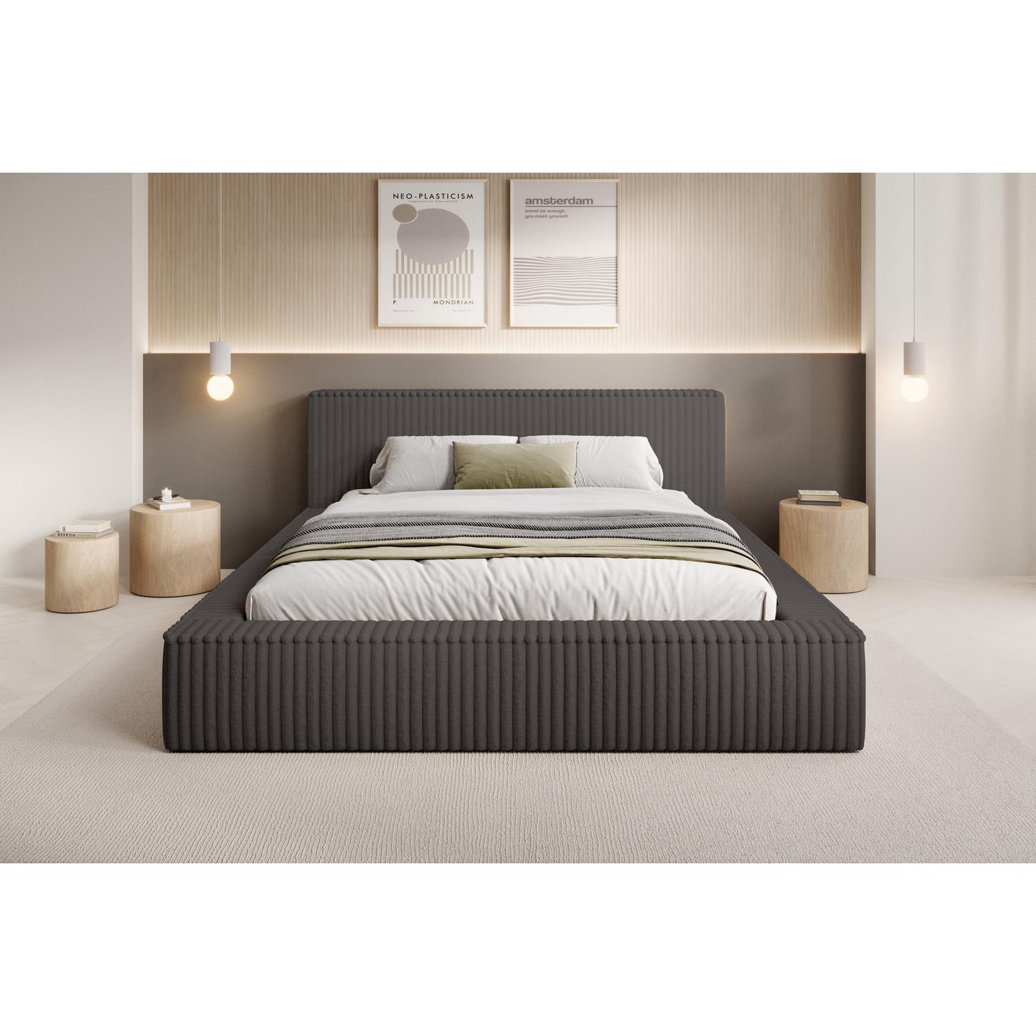 Trae Mobler Melody 140 x 200 cm Gestoffeerd Bed Donkergrijs