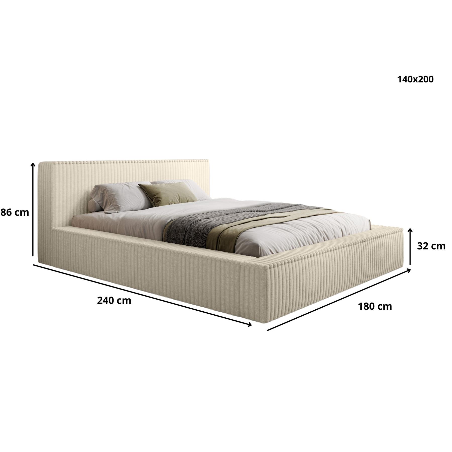 Trae Mobler Melody 140 x 200 cm Gestoffeerd Bed Donkergrijs
