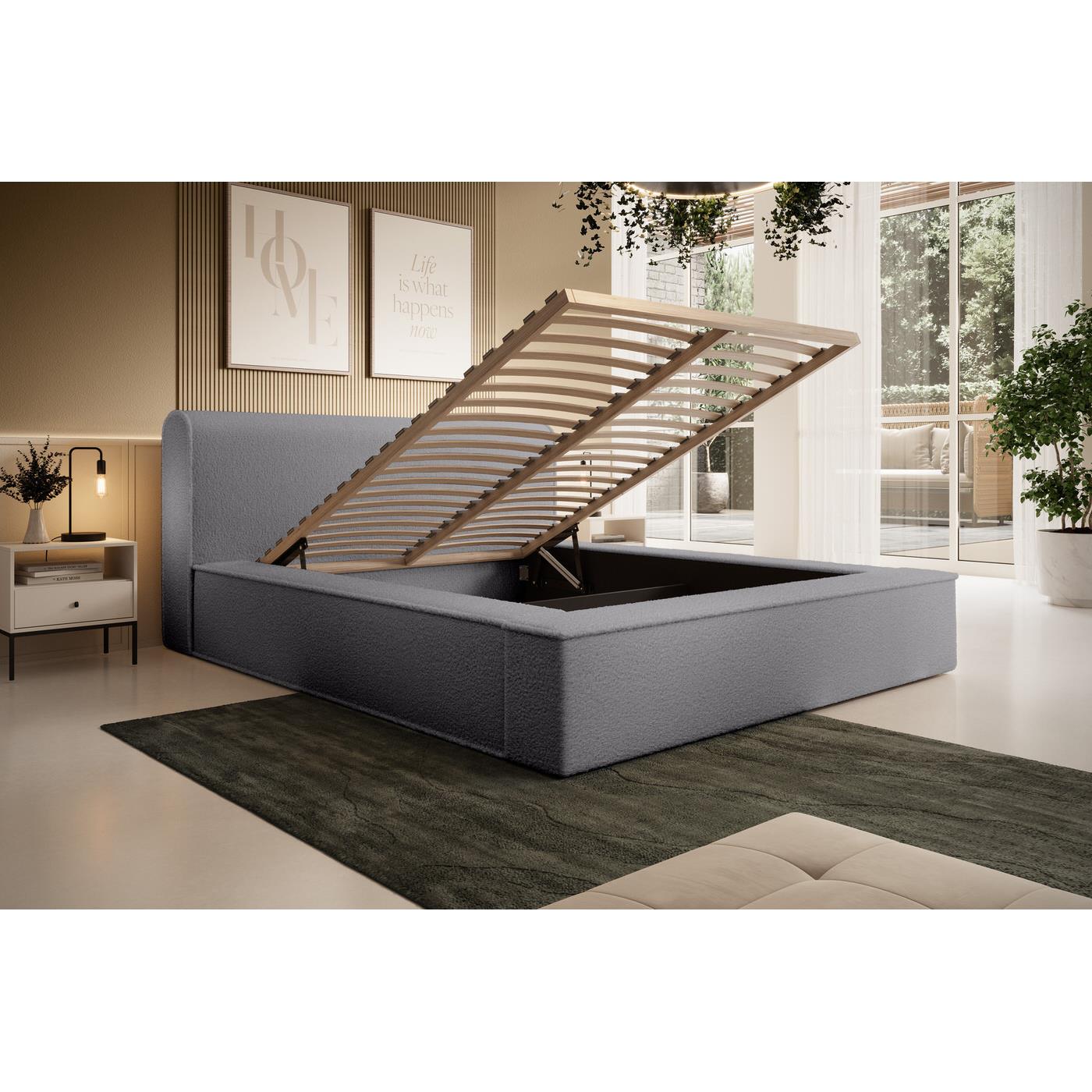Trae Mobler Fatima 140 x 200 cm Gestoffeerd Bed Tingrijs