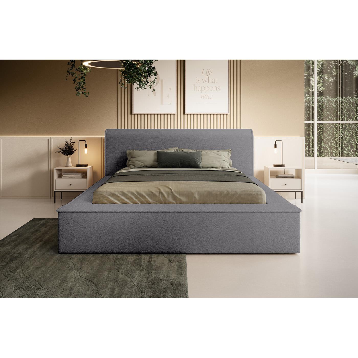 Trae Mobler Fatima 140 x 200 cm Gestoffeerd Bed Tingrijs