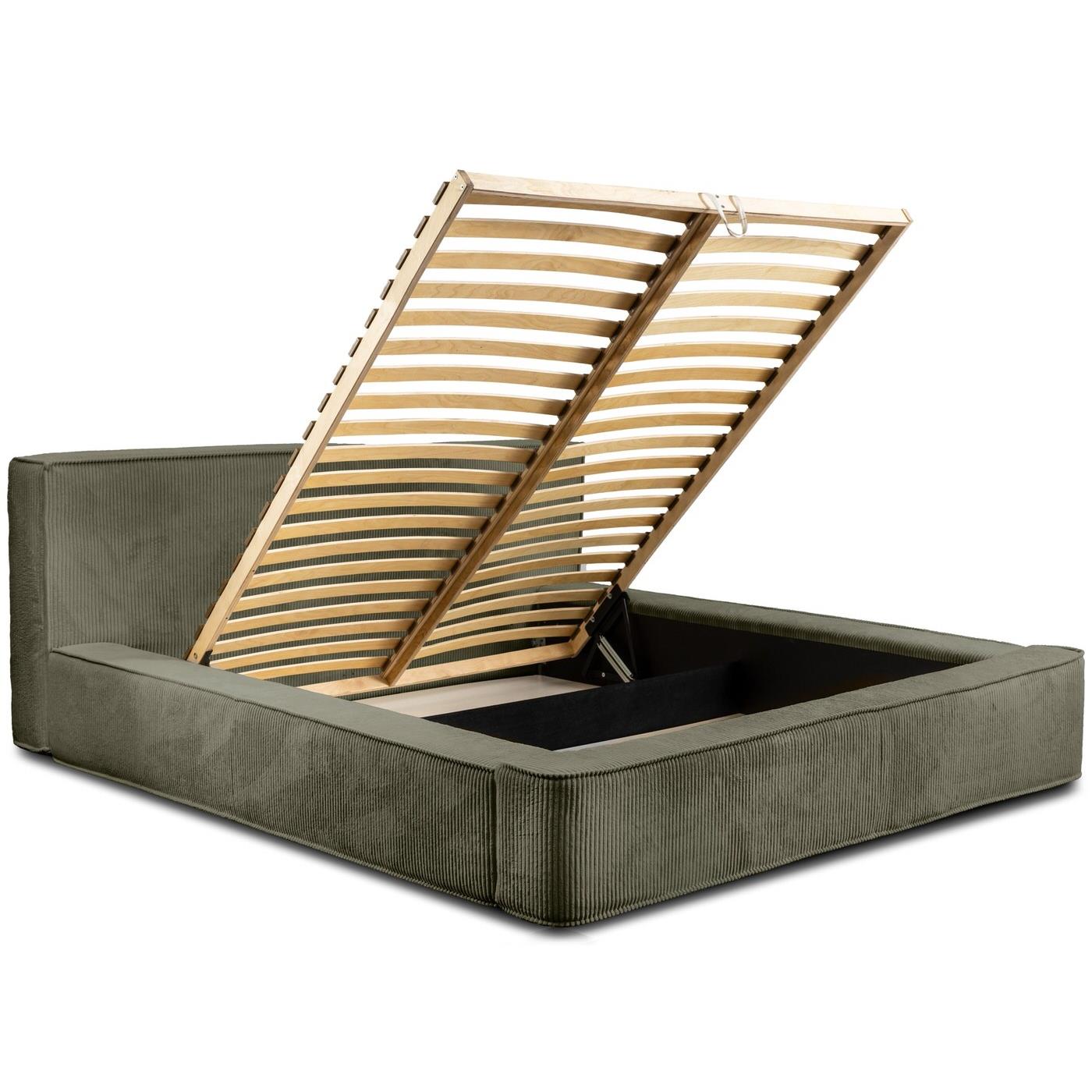 Trae Mobler Harmon 140x200 cm Gestoffeerd Bed Olijfgroen