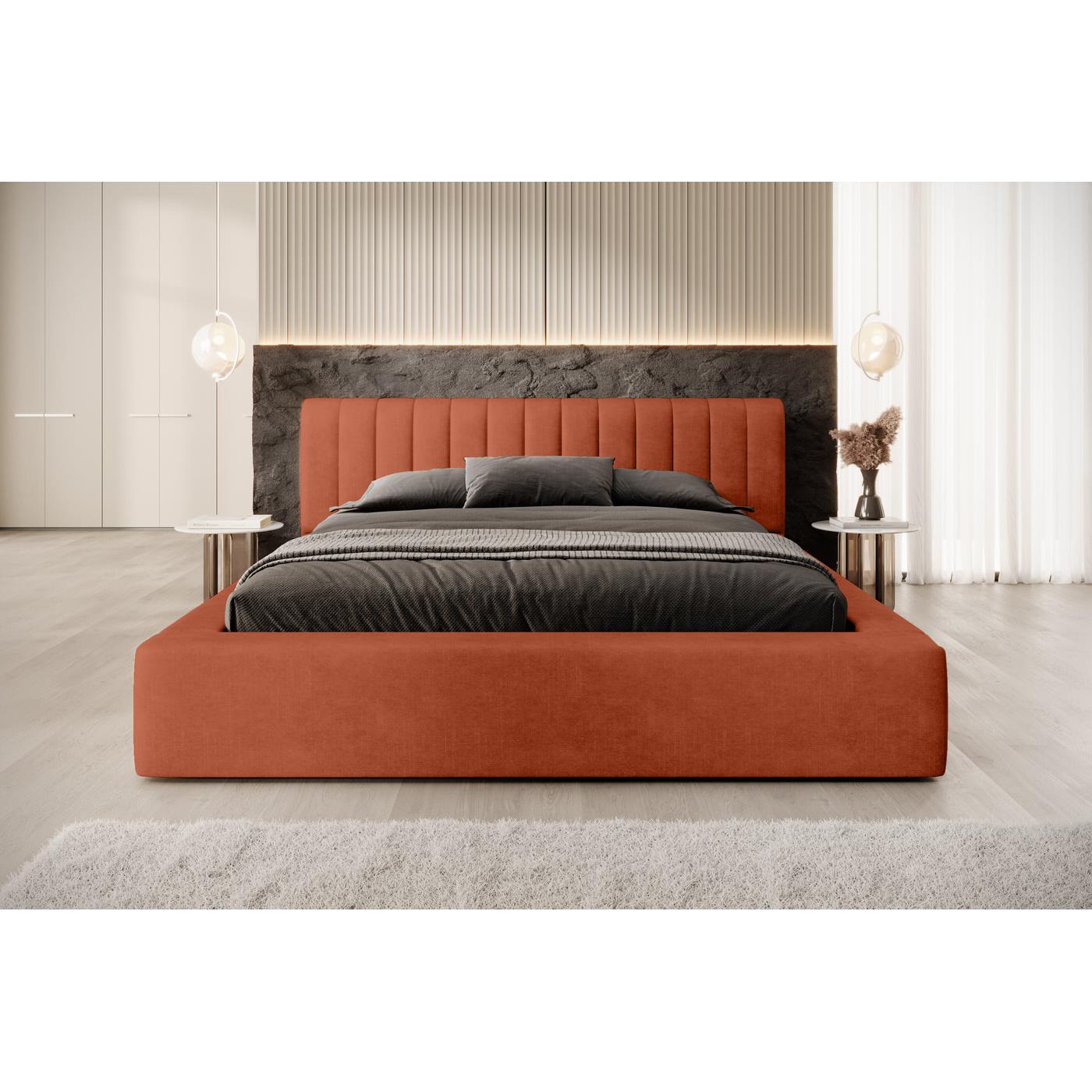Trae Mobler Amira 140 x 200 cm Gestoffeerd Bed Baksteenrood