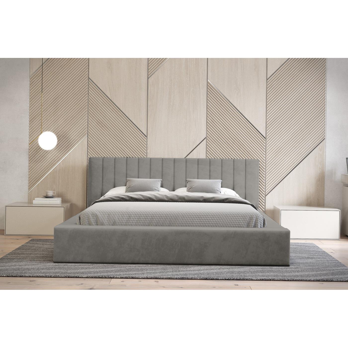 Trae Mobler Como 140 x 200 cm Gestoffeerd Bed Grijs