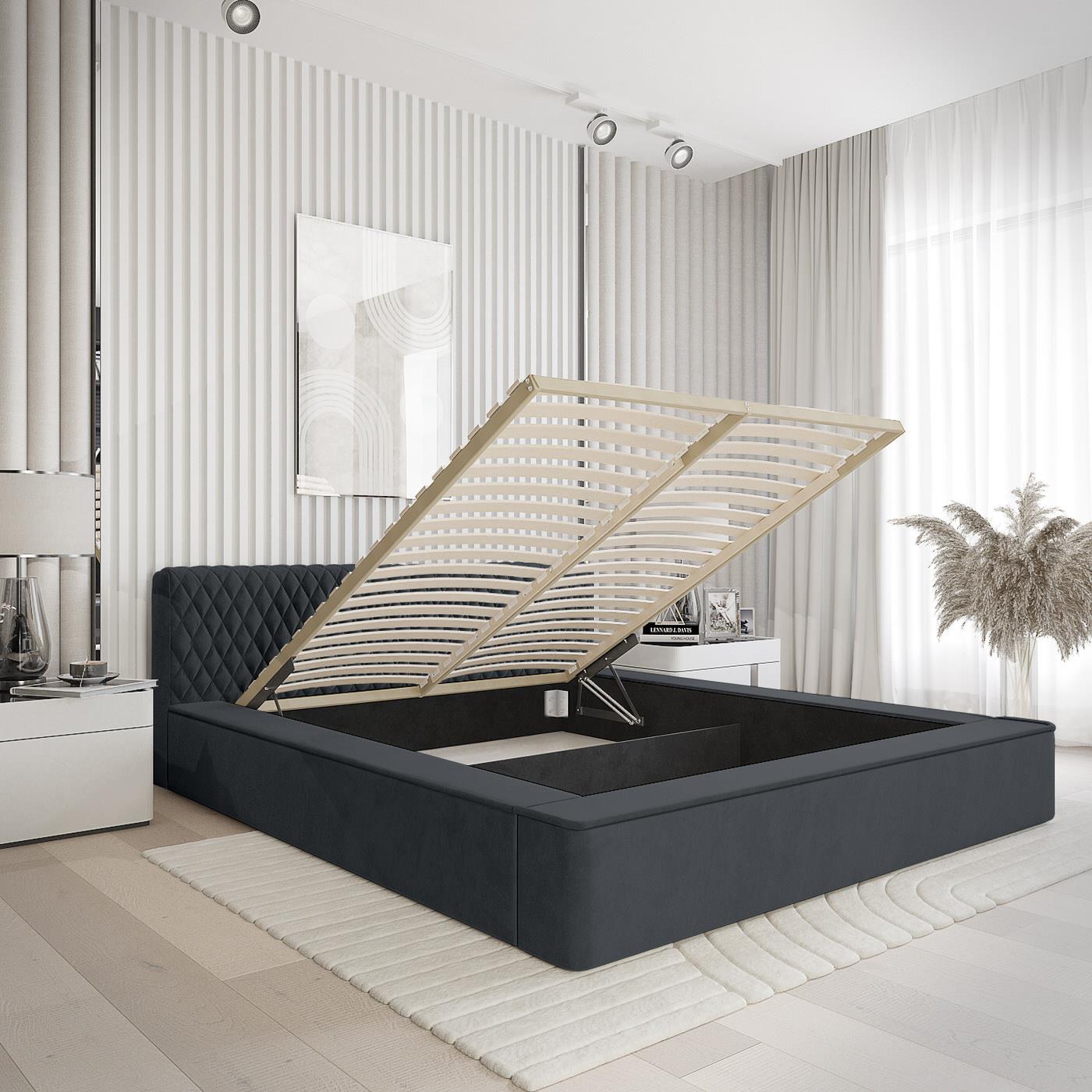 Trae Mobler Azurro 160 x 200 cm Gestoffeerd Bed Donkerblauw