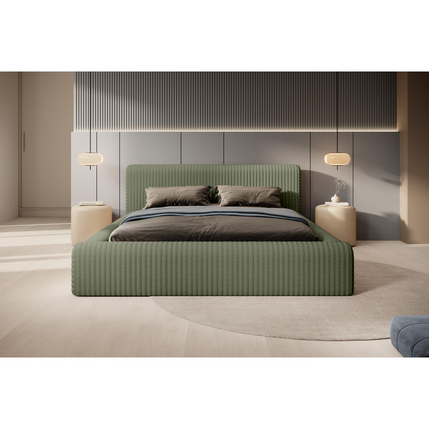 Trae Mobler Hana 180 x 200 cm Gestoffeerd Bed Olijfgroen