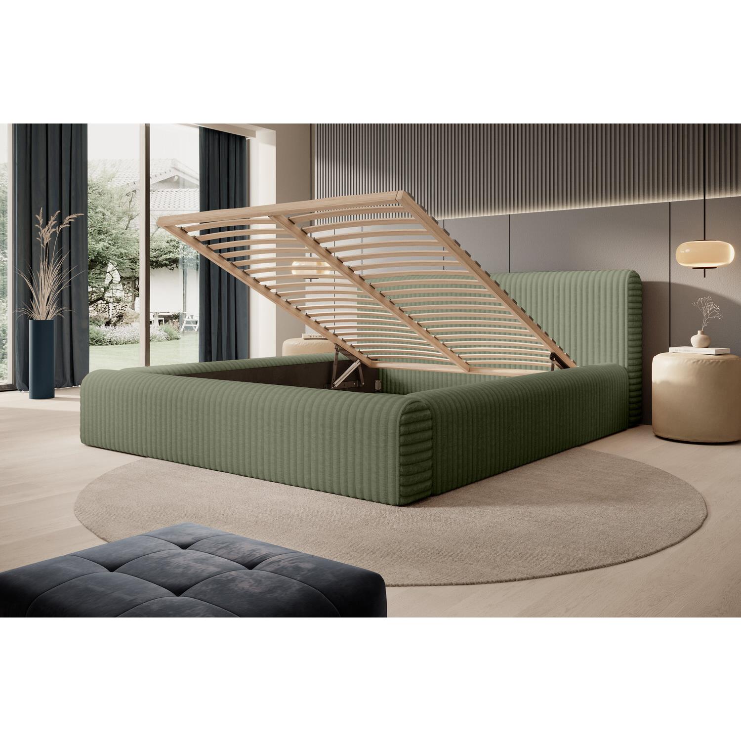 Trae Mobler Hana 180 x 200 cm Gestoffeerd Bed Olijfgroen
