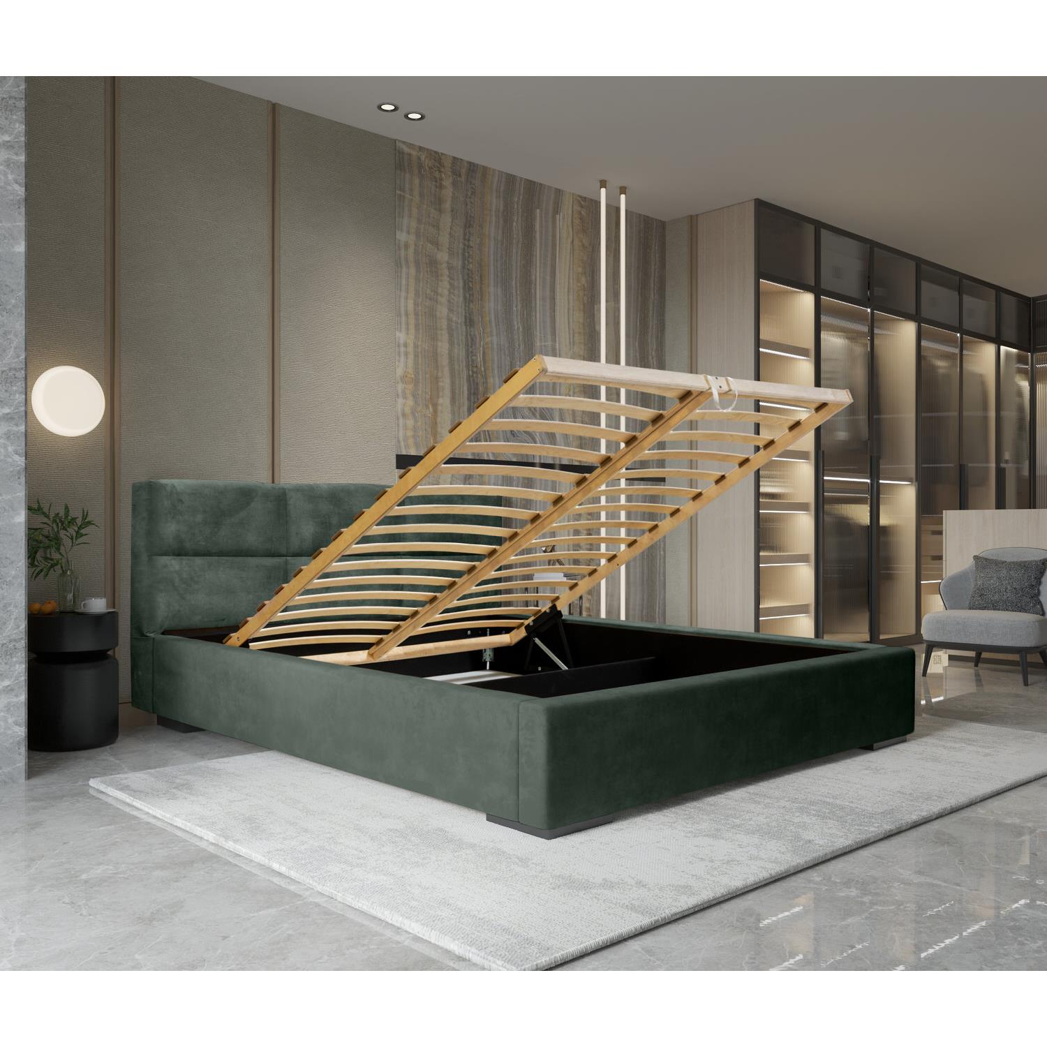 Trae Mobler Porto 180 x 200 cm Gestoffeerd Bed Bosgroen