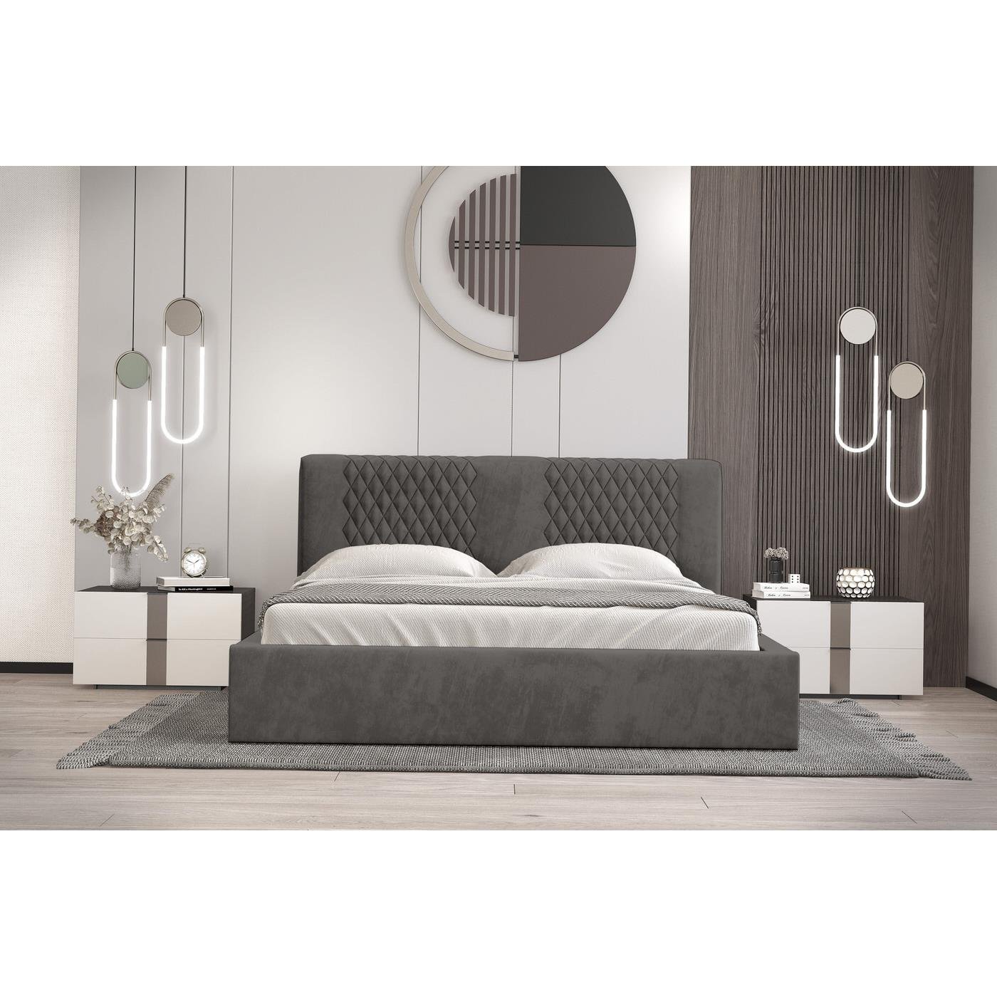 Trae Mobler Montana 160 x 200 cm Gestoffeerd Bed Donkergrijs