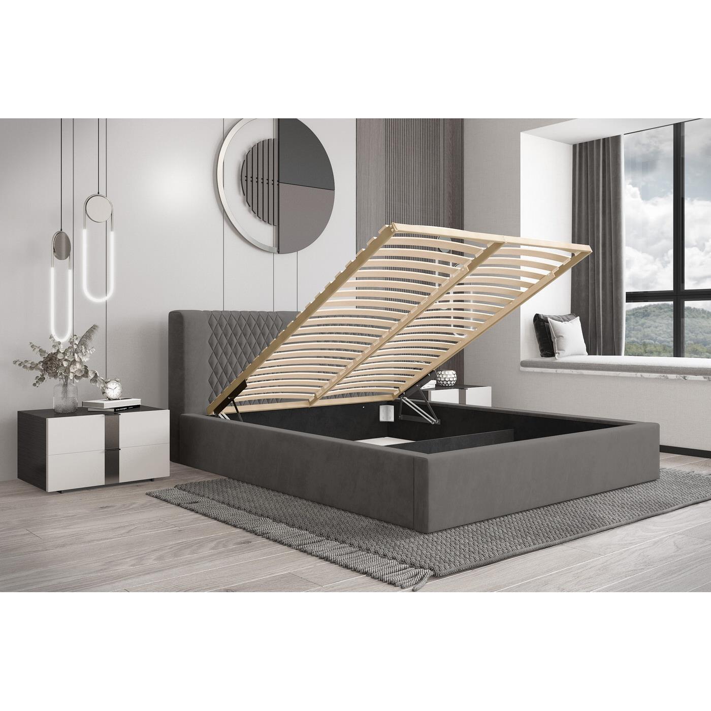 Trae Mobler Montana 160 x 200 cm Gestoffeerd Bed Donkergrijs