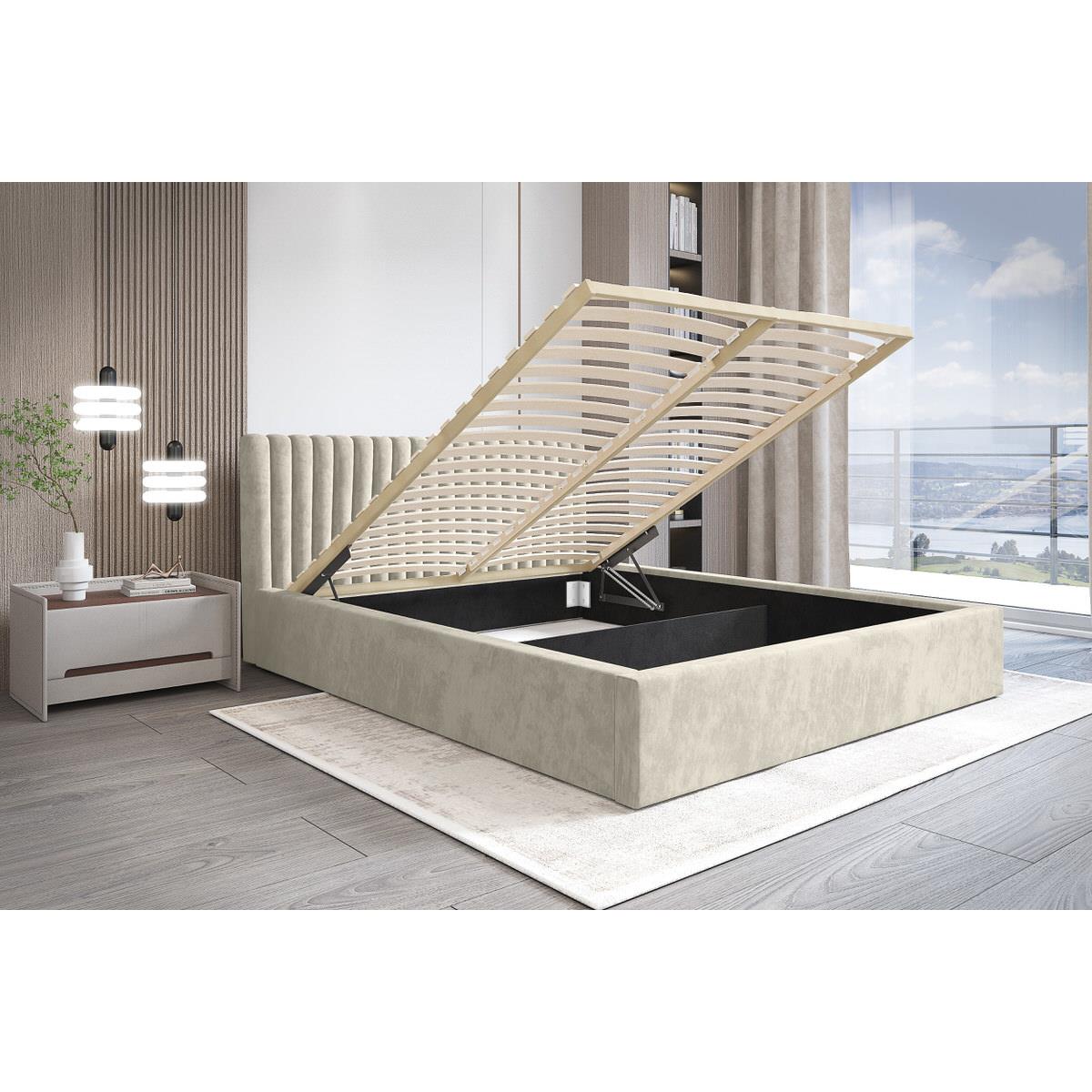 Trae Mobler Vegas 140 x 200 cm Gestoffeerd Bed Creme