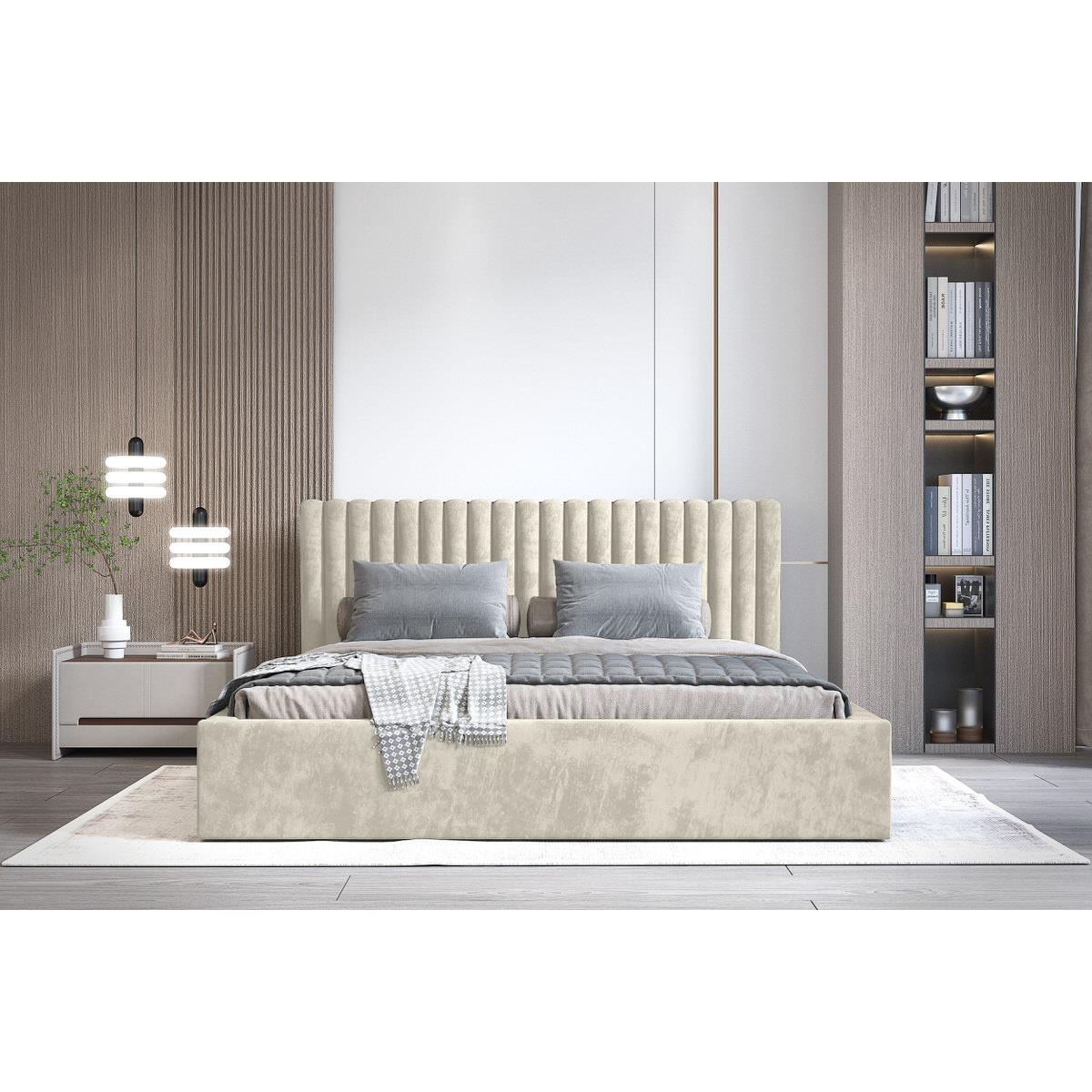 Trae Mobler Vegas 140 x 200 cm Gestoffeerd Bed Creme
