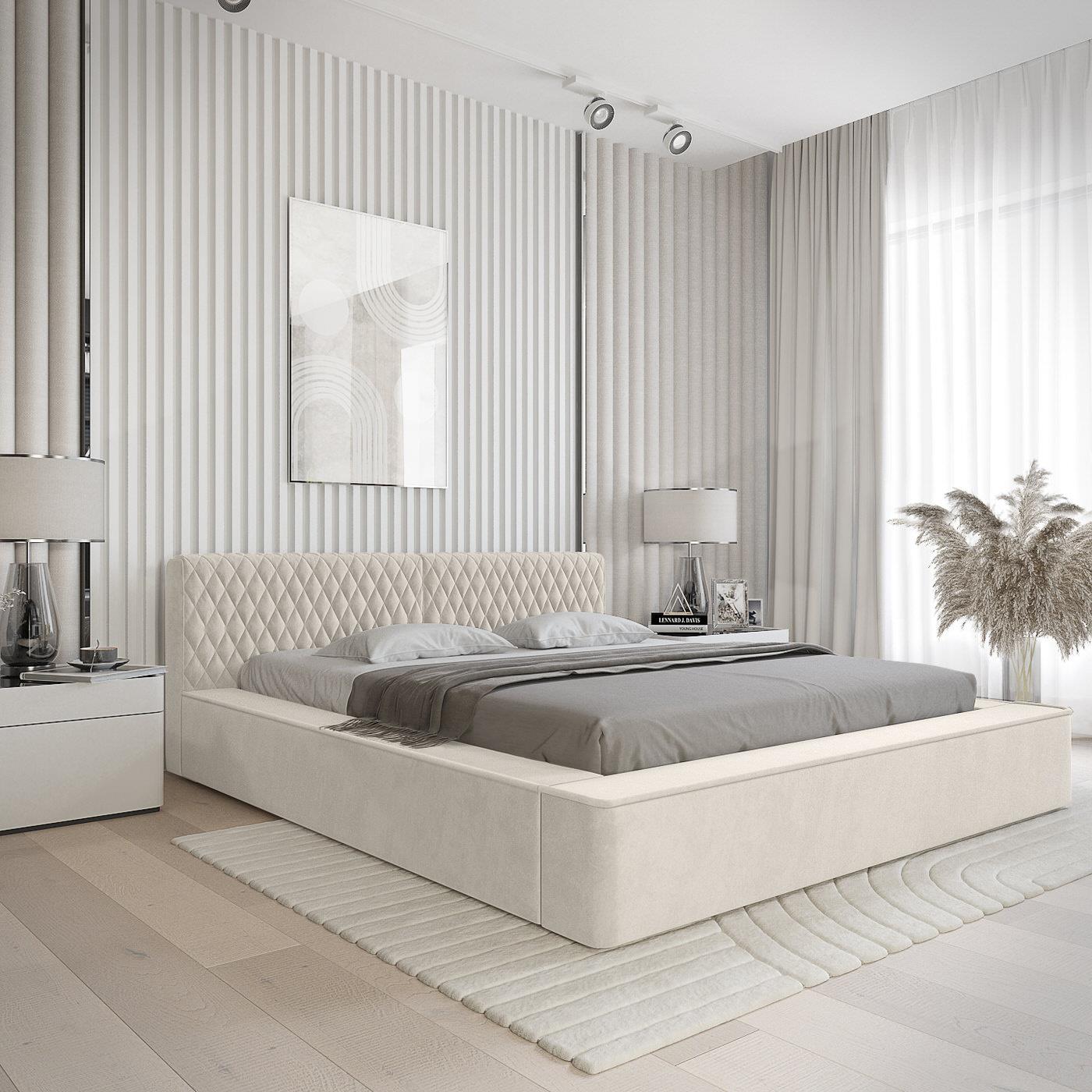 Trae Mobler Azurro 180 x 200 cm Gestoffeerd Bed Lichtgrijs