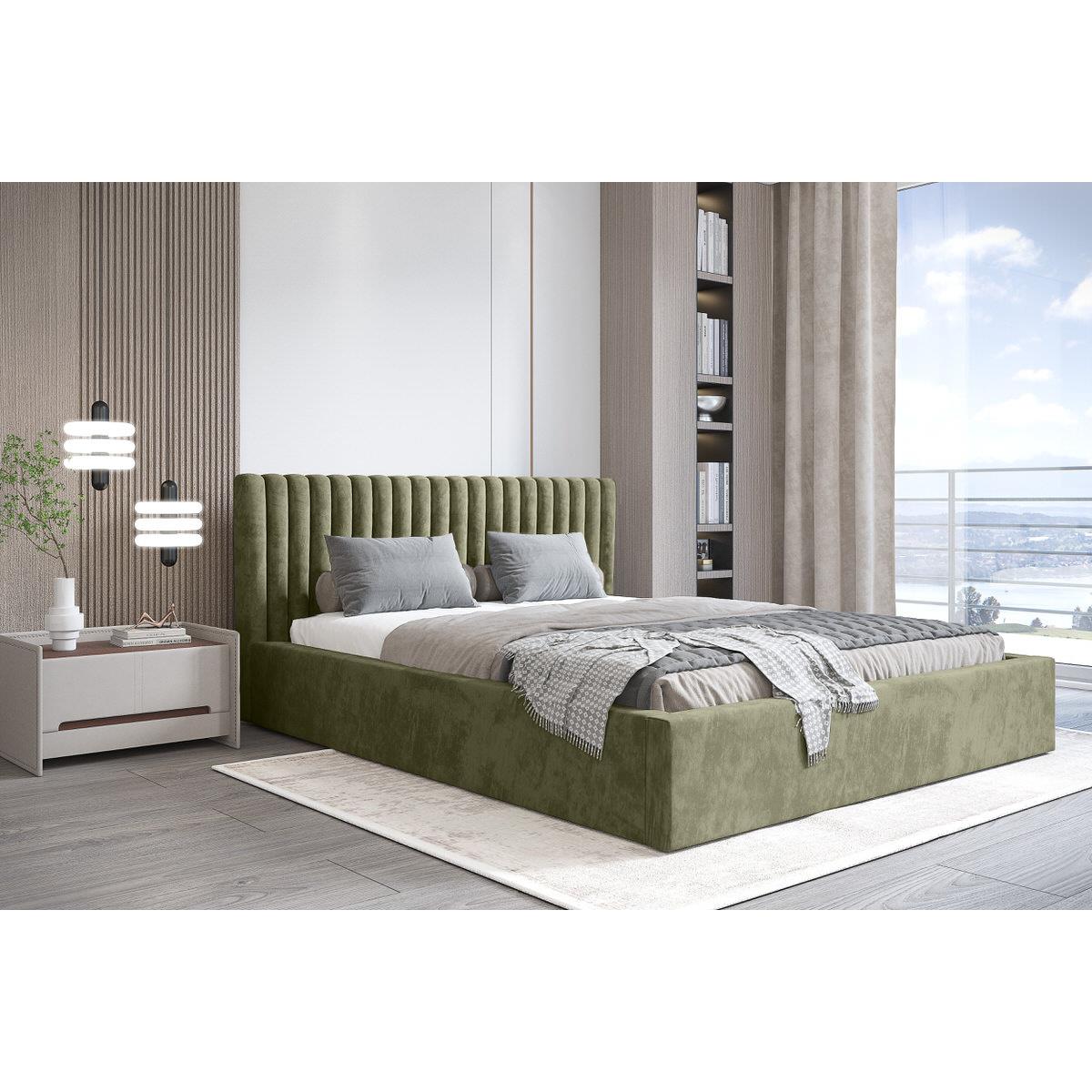 Trae Mobler Vegas 180 x 200 cm Gestoffeerd Bed Olijfgroen