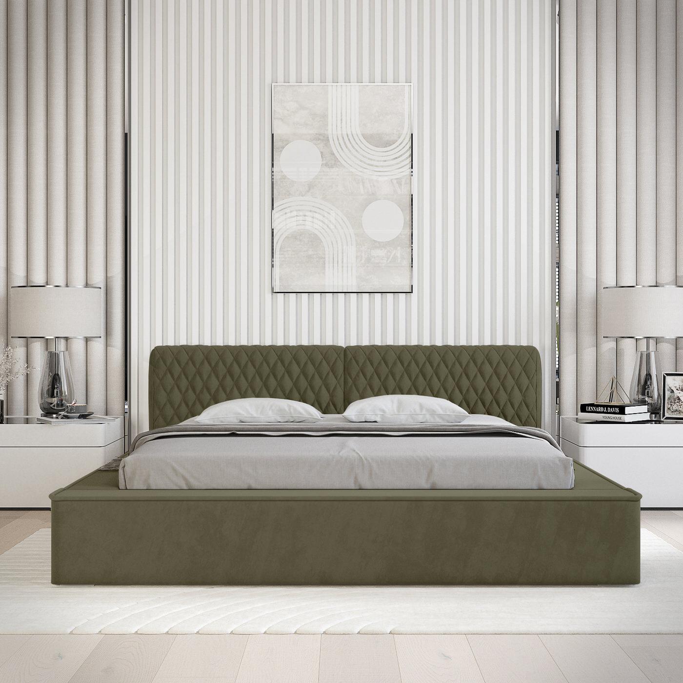 Trae Mobler Azurro 160 x 200 cm Gestoffeerd Bed Bosgroen