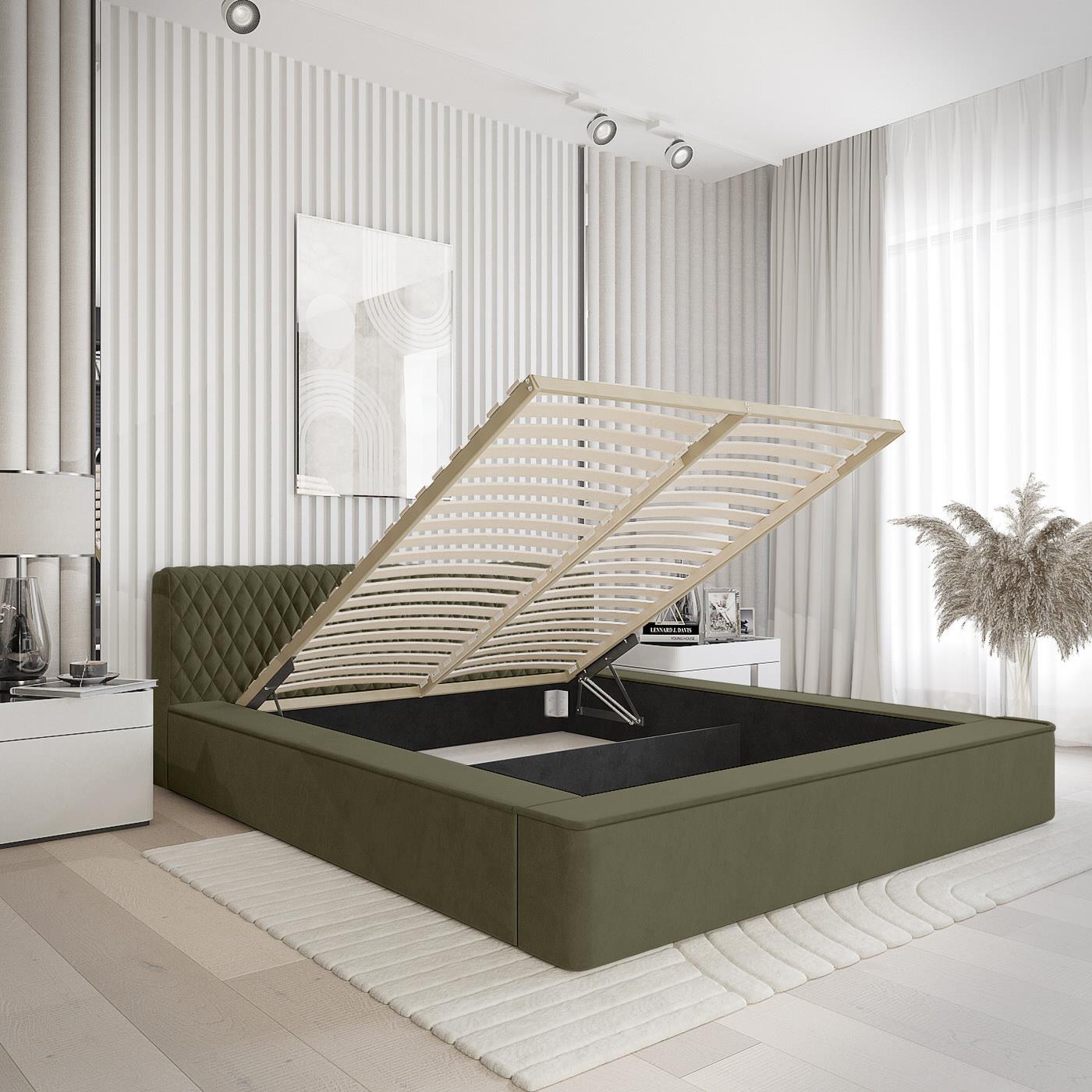 Trae Mobler Azurro 160 x 200 cm Gestoffeerd Bed Bosgroen
