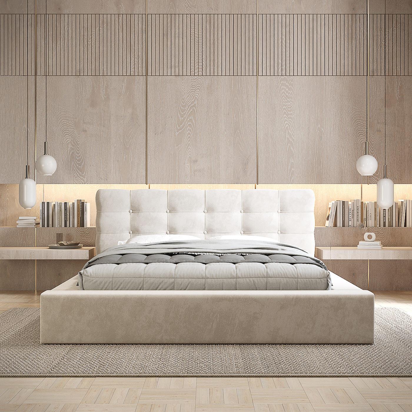 Trae Mobler Grace 180 x 200 cm Gestoffeerd Bed Beige
