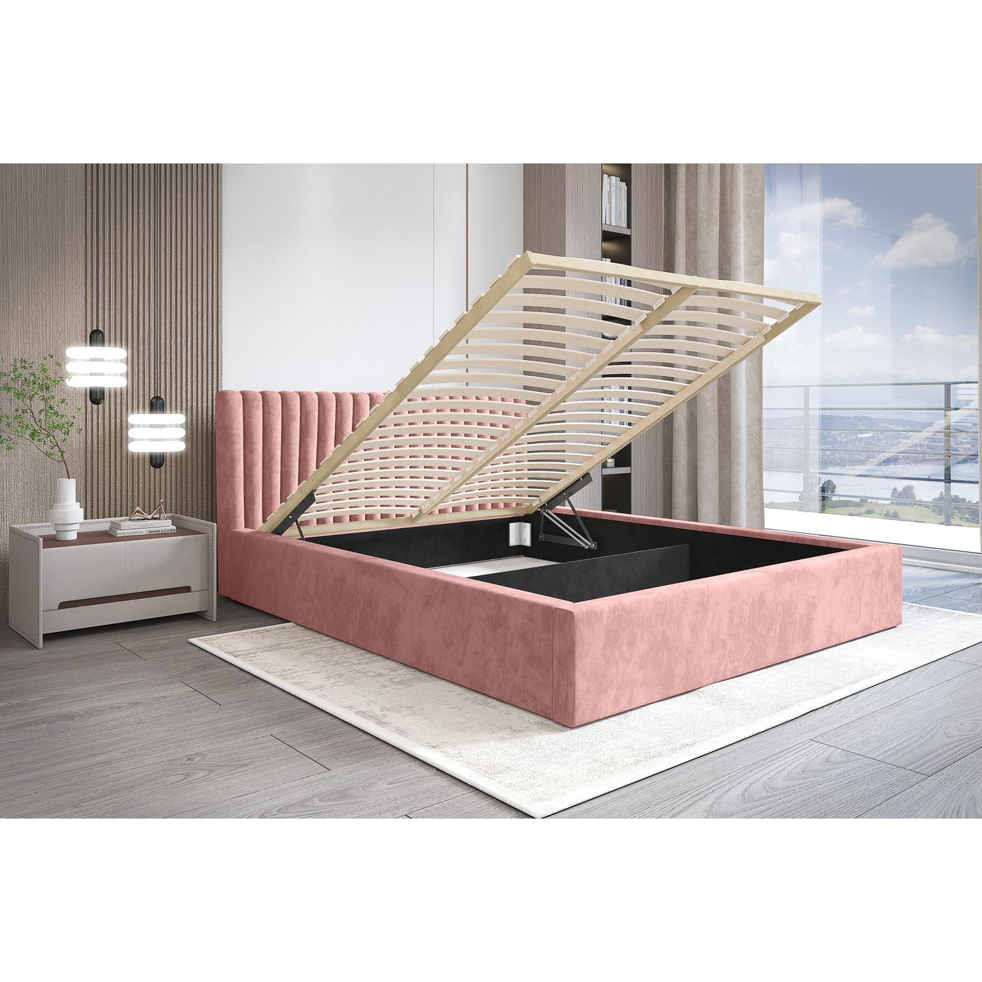 Trae Mobler Vegas 140 x 200 cm Gestoffeerd Bed Stoffig Roze