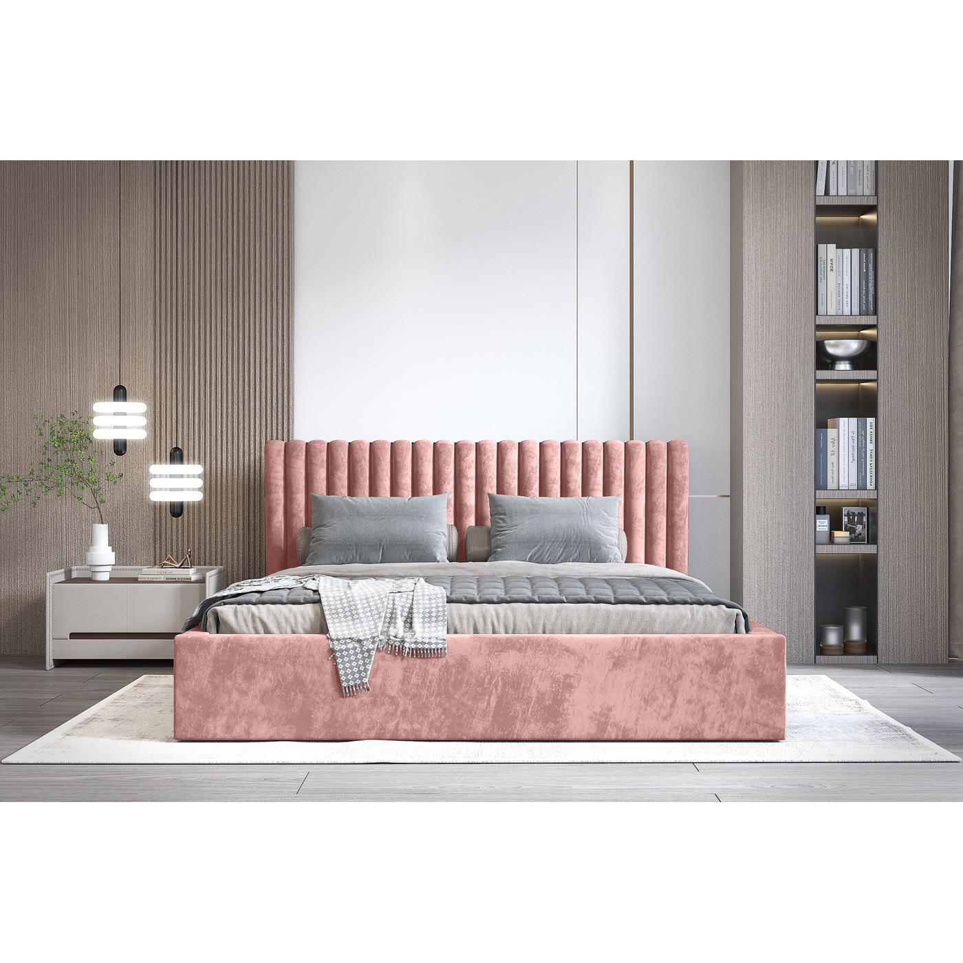 Trae Mobler Vegas 140 x 200 cm Gestoffeerd Bed Stoffig Roze