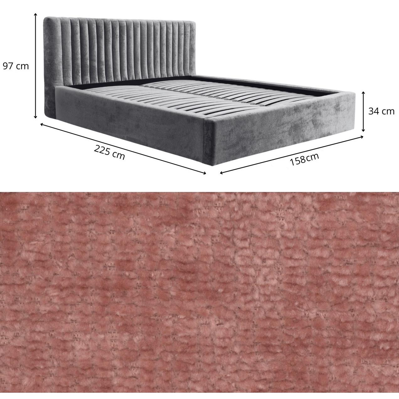 Trae Mobler Vegas 140 x 200 cm Gestoffeerd Bed Stoffig Roze
