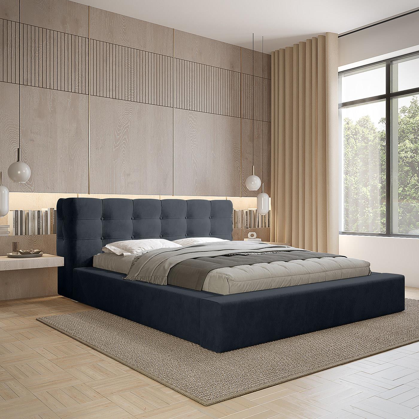 Trae Mobler Grace 180 x 200 cm Gestoffeerd Bed Donkerblauw