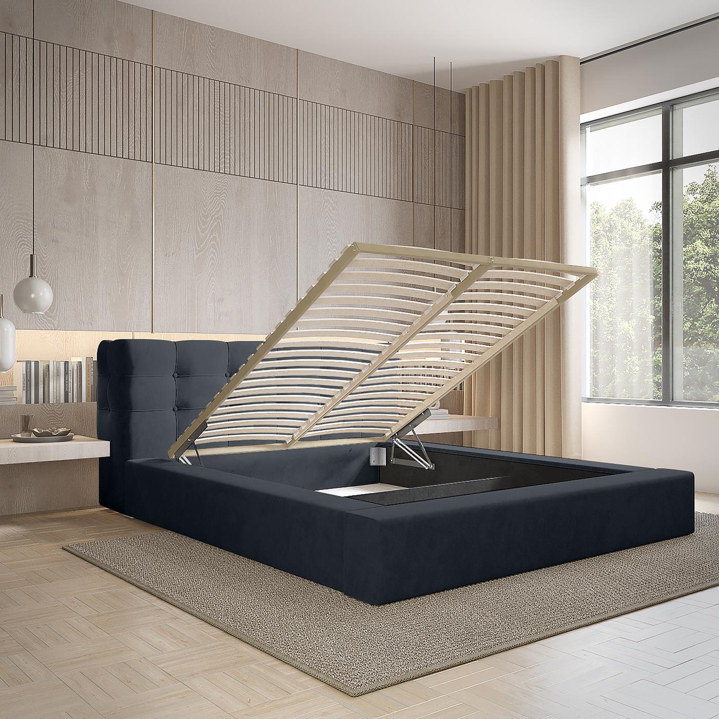 Trae Mobler Grace 180 x 200 cm Gestoffeerd Bed Donkerblauw