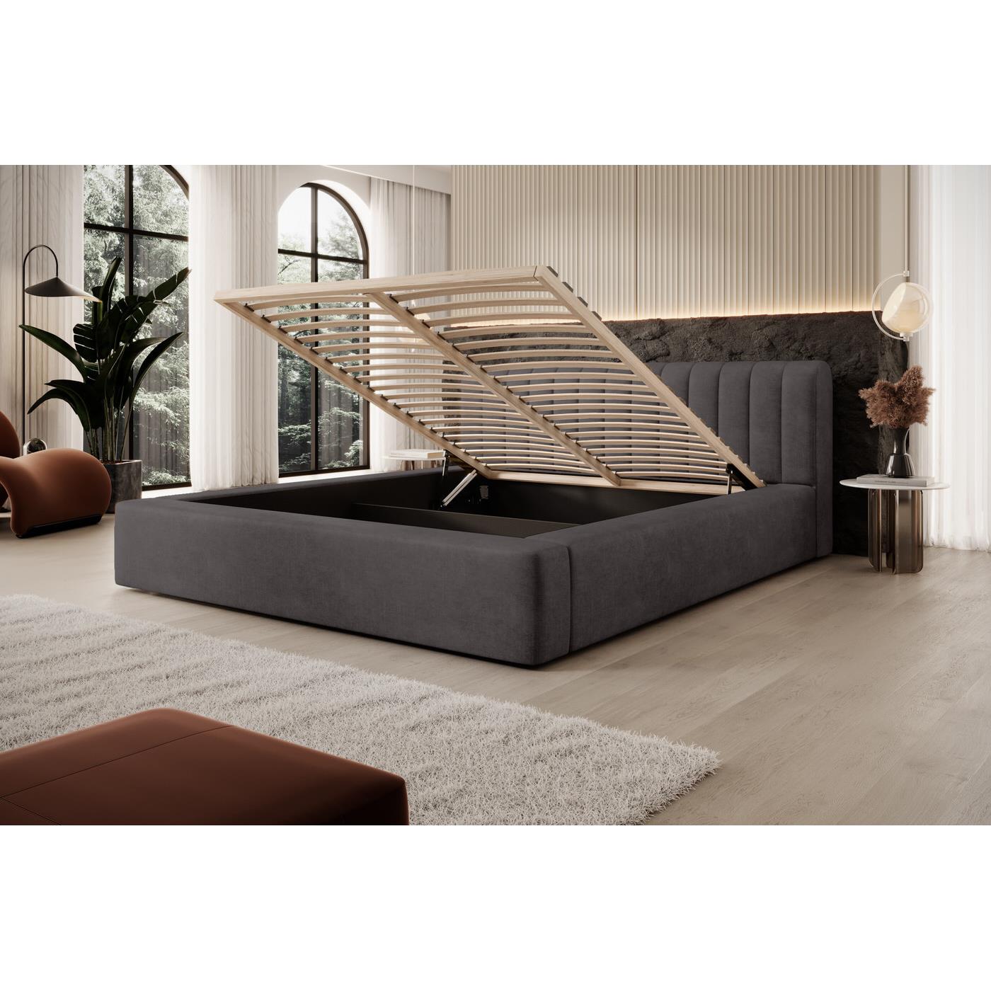 Trae Mobler Amira 160 x 200 cm Gestoffeerd Bed Antraciet