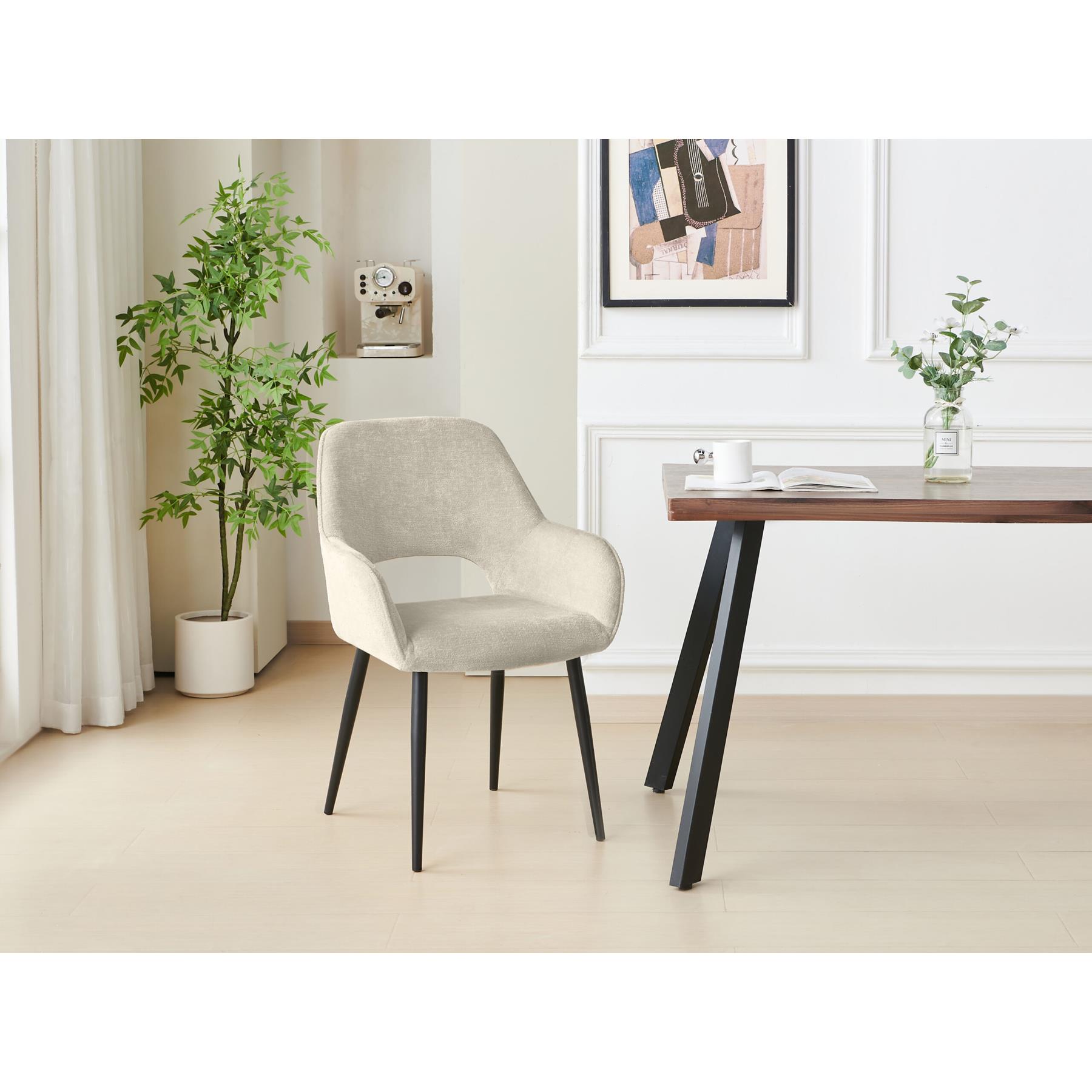 Furnihaus Eetkamerstoelen met armleuning Levi Beige Stof - Set van 2