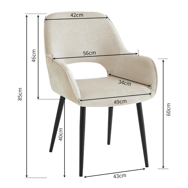 Furnihaus Eetkamerstoelen met armleuning Levi Beige Stof - Set van 2