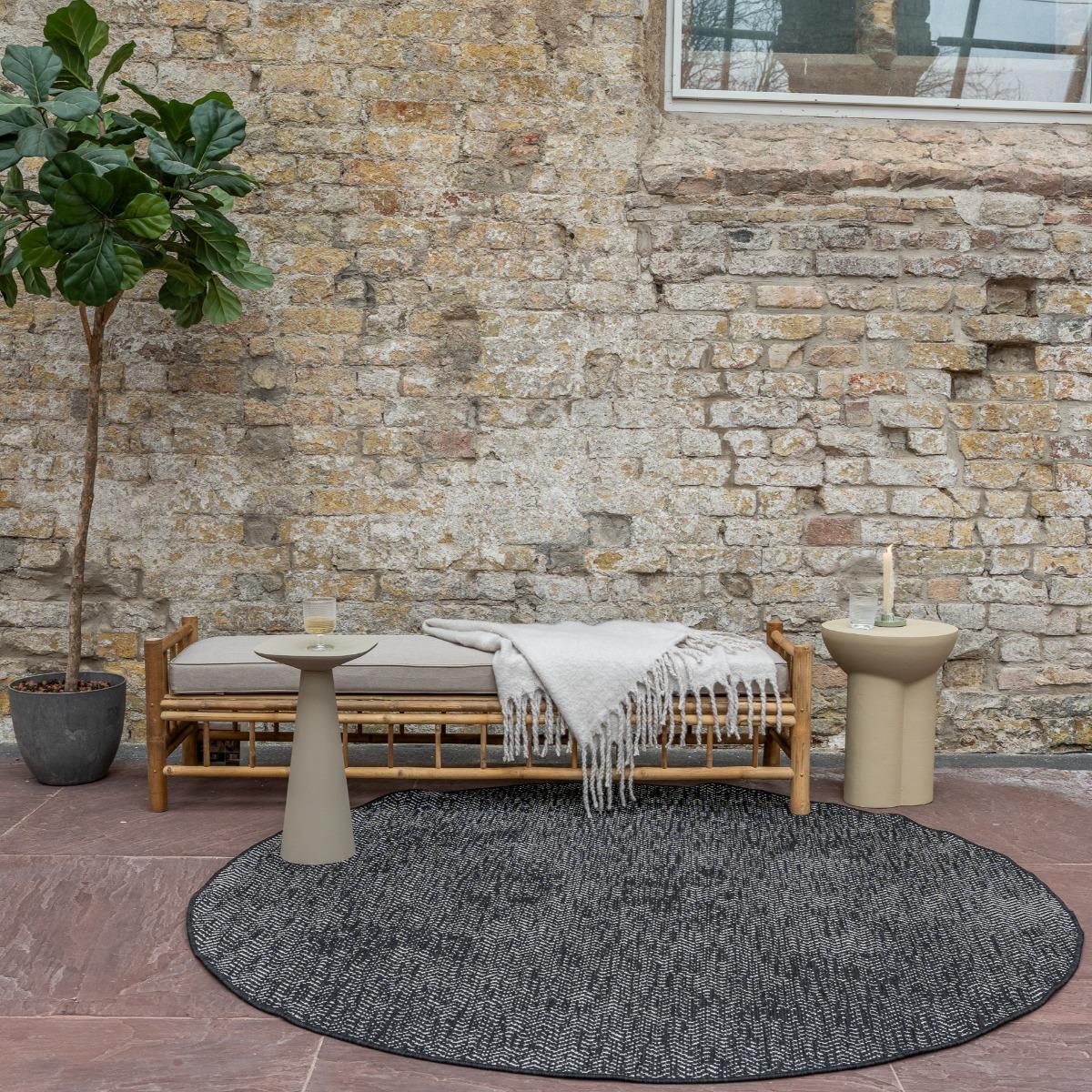 Interieur05 Buitenkleed Dahl Zwart Rond 200cm