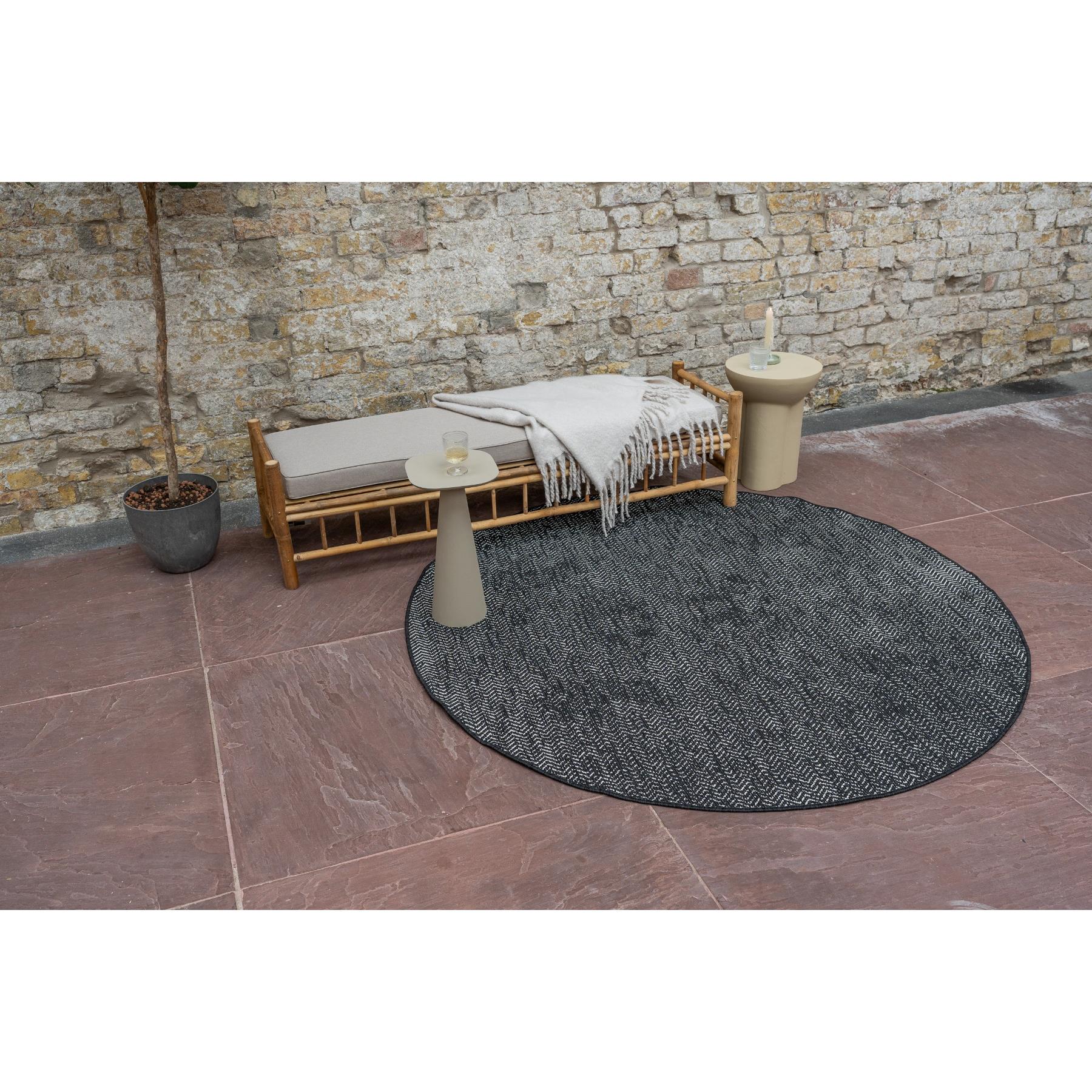 Interieur05 Buitenkleed Dahl Zwart Rond 200cm