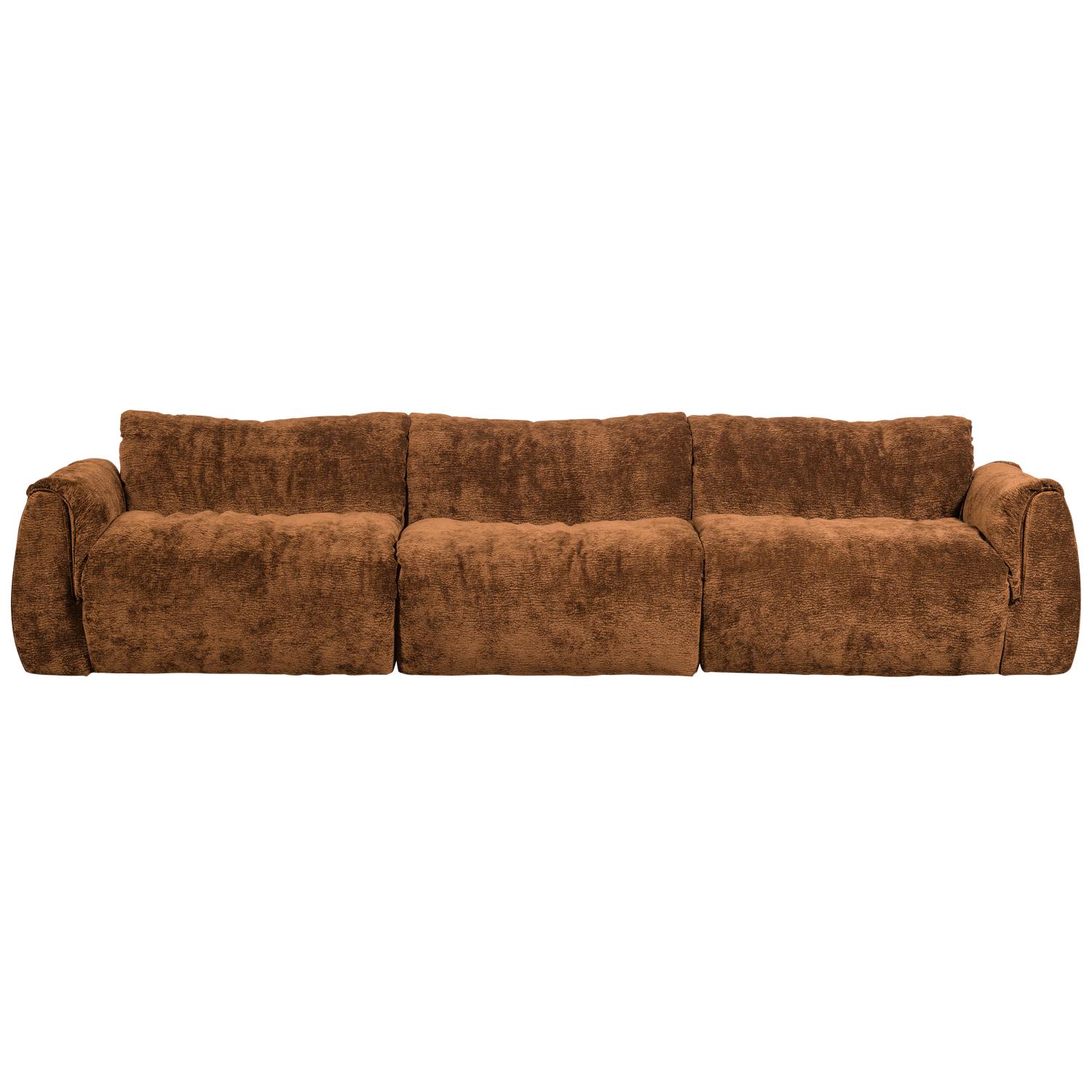 WOOOD Baggy 3-Zits Bank - 3D Chenille - Midden Bruin - 81x309x101