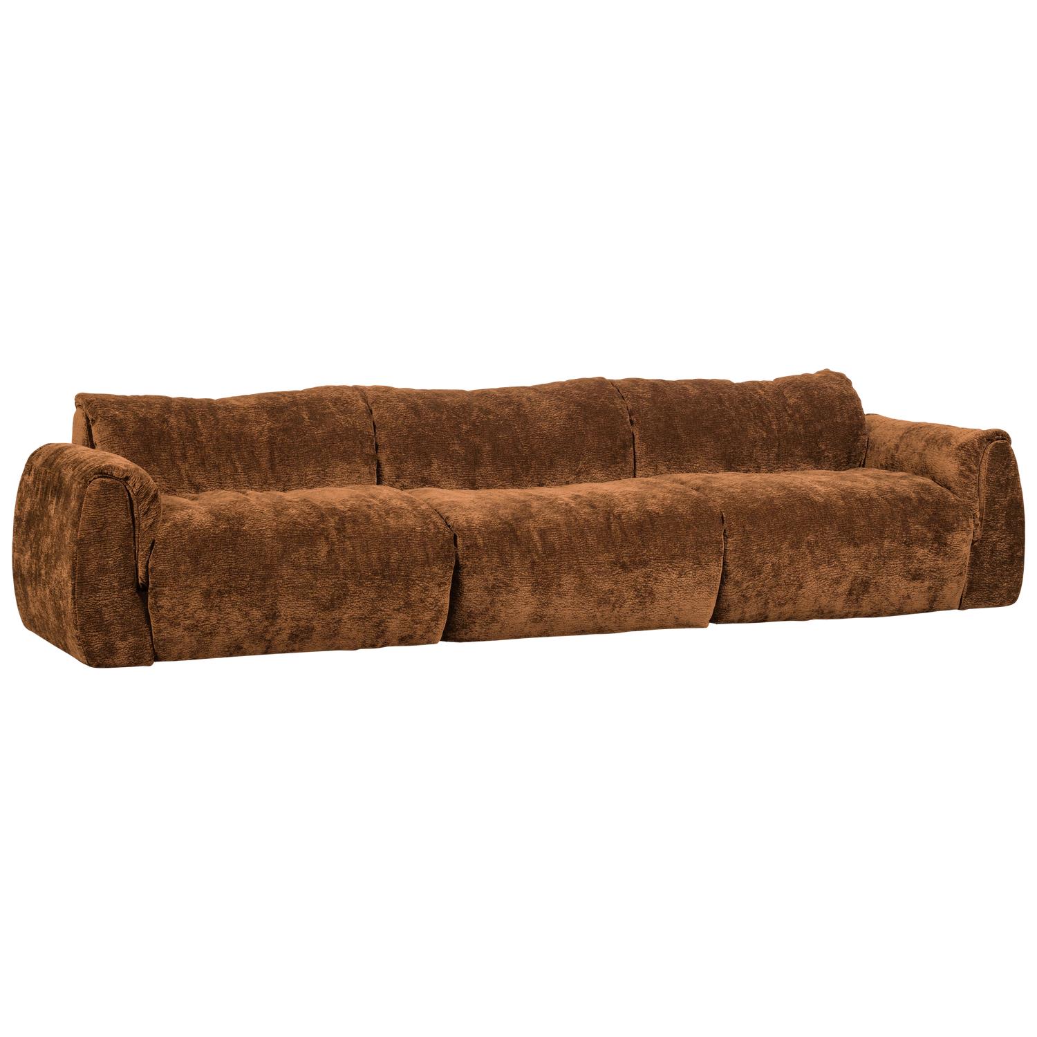 WOOOD Baggy 3-Zits Bank - 3D Chenille - Midden Bruin - 81x309x101