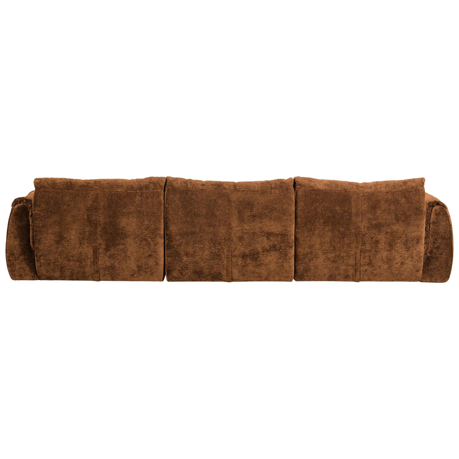 WOOOD Baggy 3-Zits Bank - 3D Chenille - Midden Bruin - 81x309x101