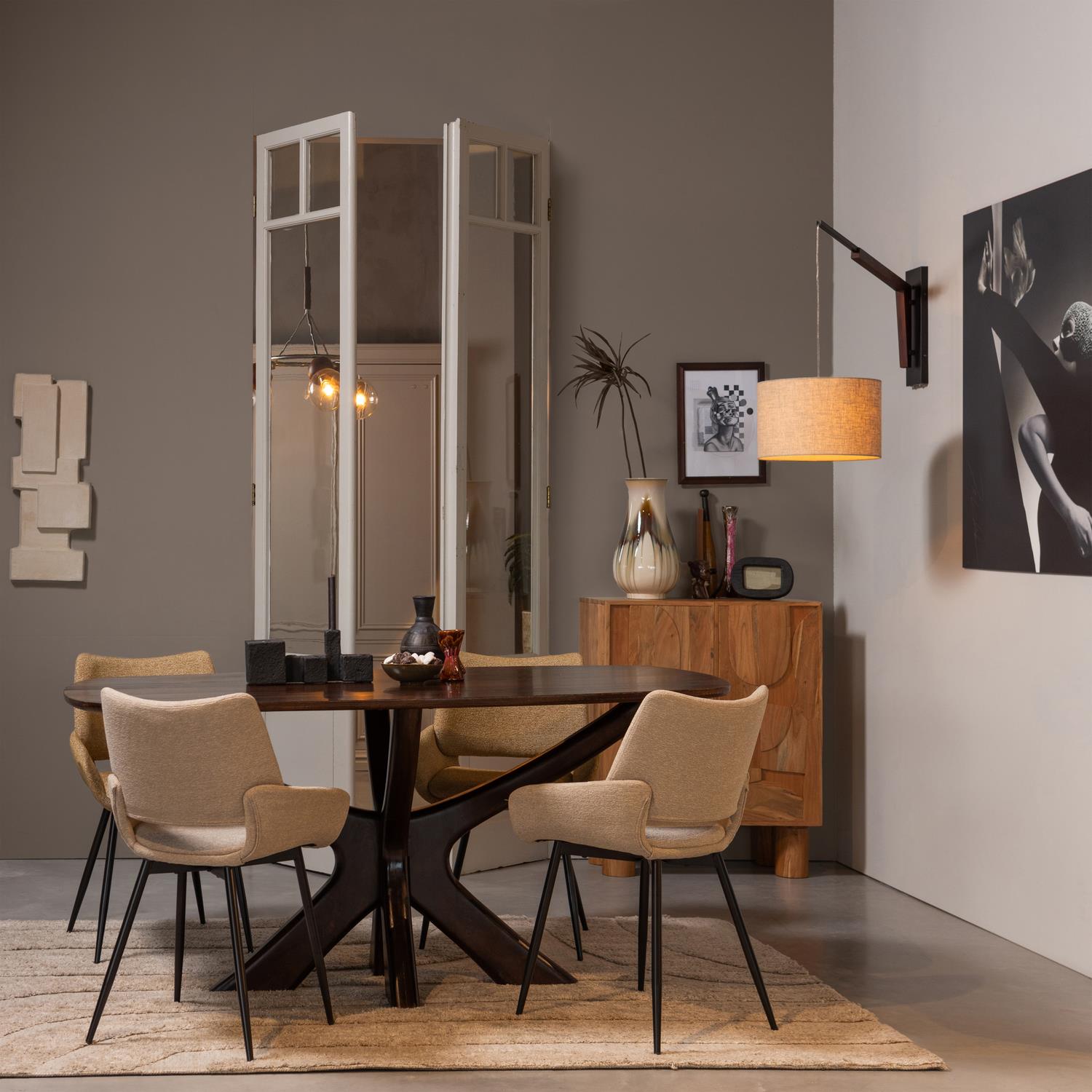 WOOOD Bridge Eettafel - Mangohout - Walnoot - 76x180x100