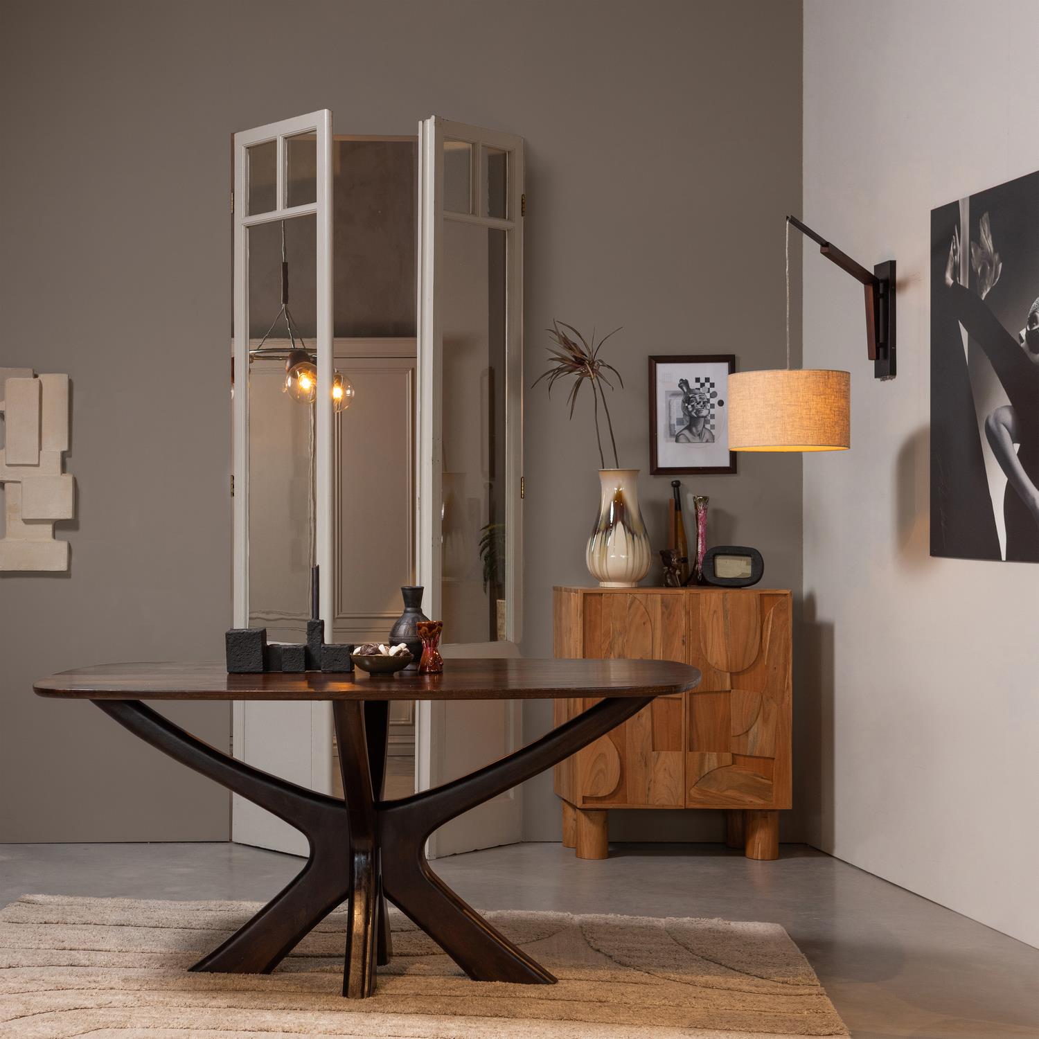 WOOOD Bridge Eettafel - Mangohout - Walnoot - 76x180x100
