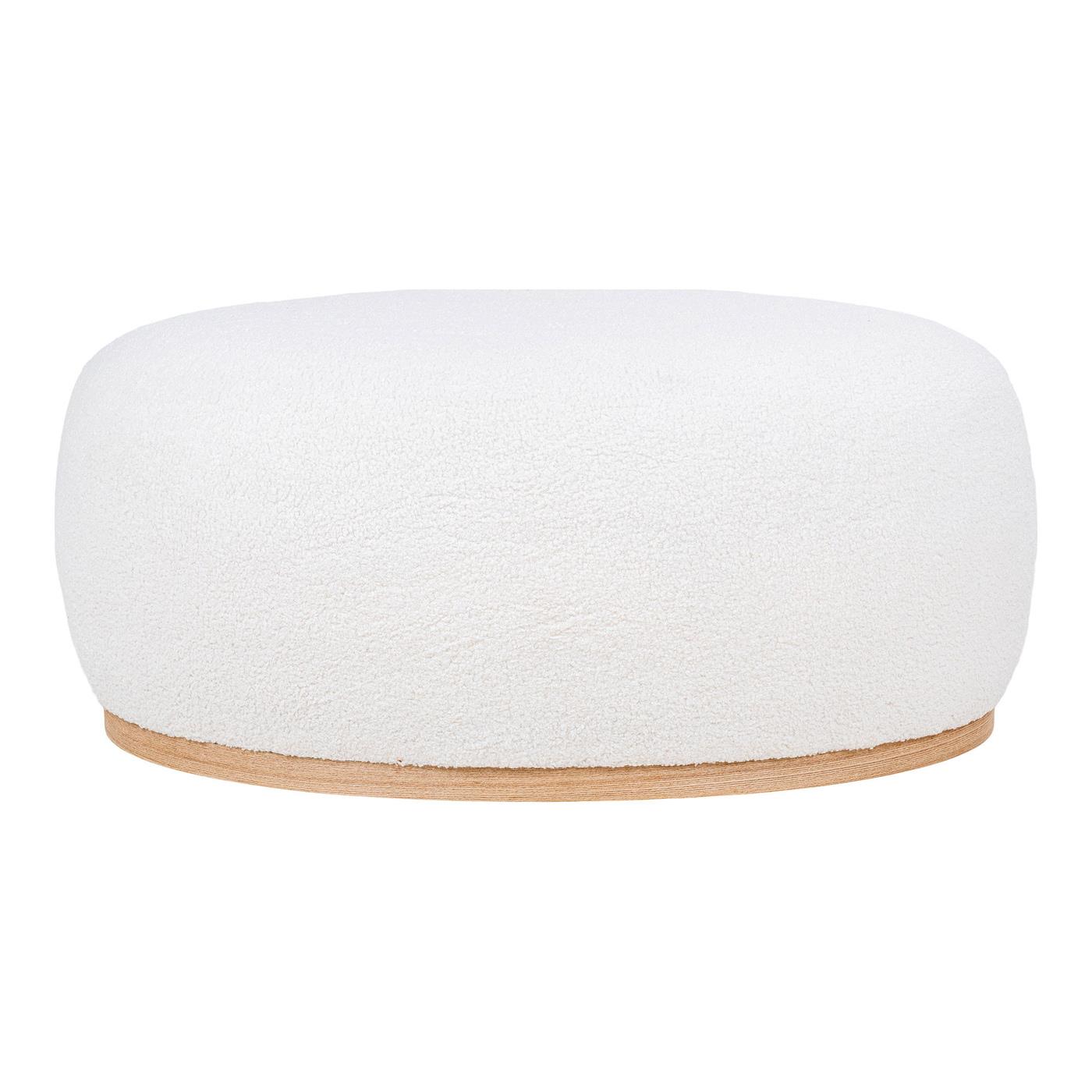 House Nordic - Poef Wit Bouclé - 88,5x55x36cm - Manhattan