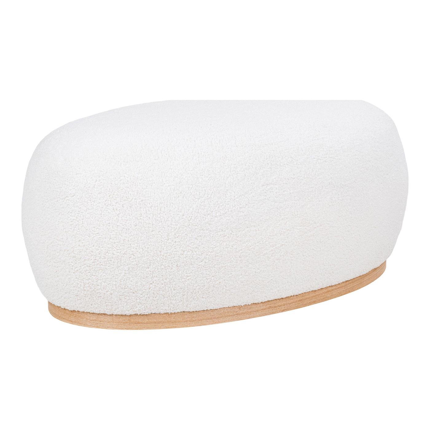 House Nordic - Poef Wit Bouclé - 88,5x55x36cm - Manhattan
