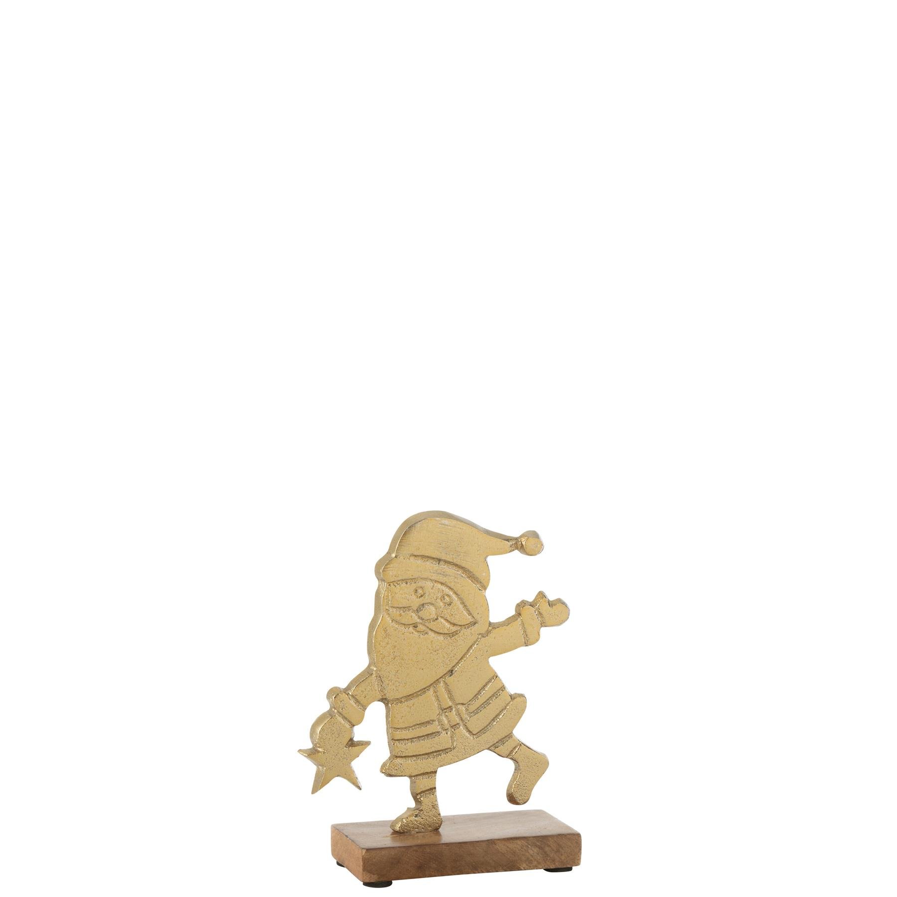 J-Line figuur Kerstman - aluminium|hout - goud - small