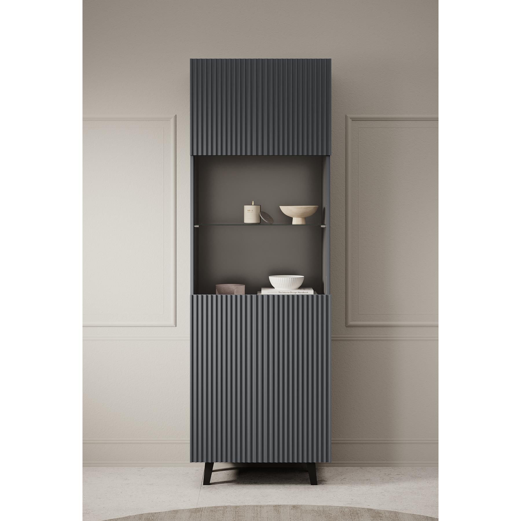 Meubella Vitrinekast Vintar - Antraciet - 60 cm