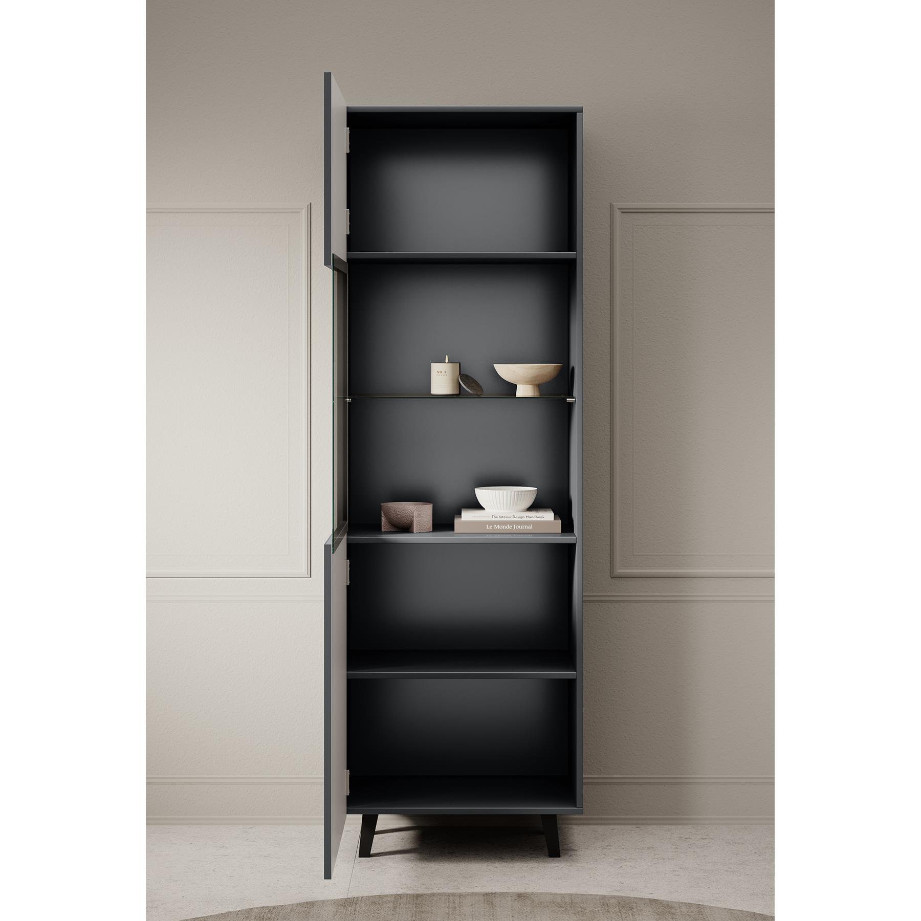 Meubella Vitrinekast Vintar - Antraciet - 60 cm