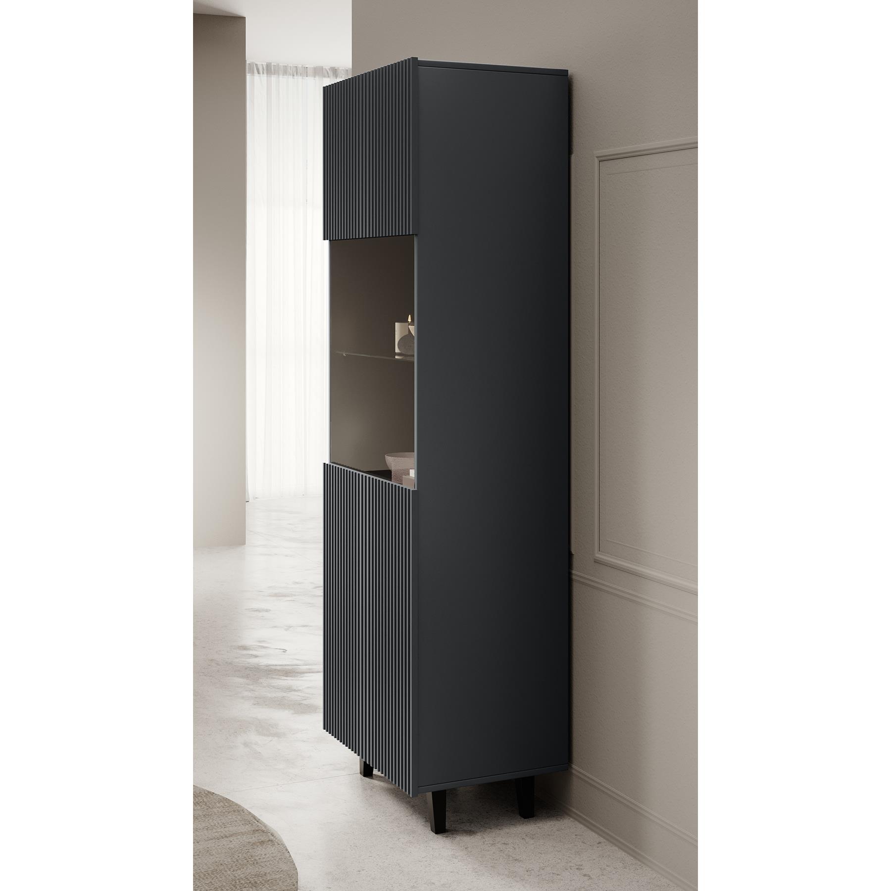 Meubella Vitrinekast Vintar - Antraciet - 60 cm