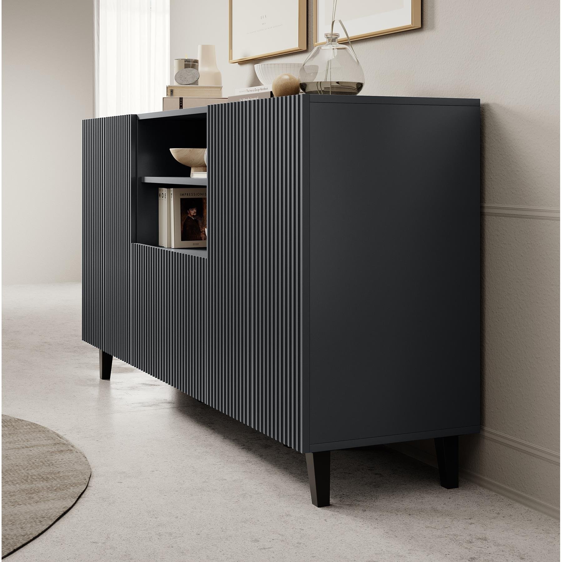 Meubella Dressoir Vintar - Antraciet - 150 cm