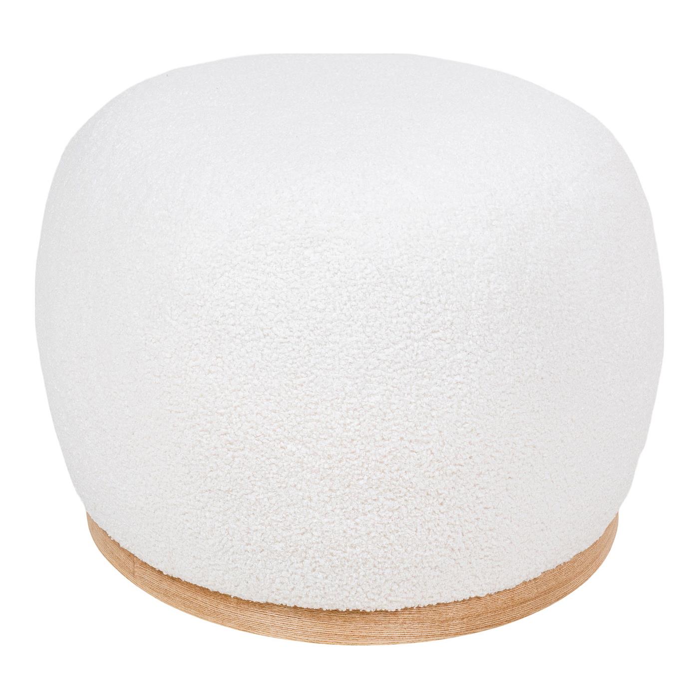 House Nordic - Poef Wit Bouclé - 88,5x55x36cm - Manhattan