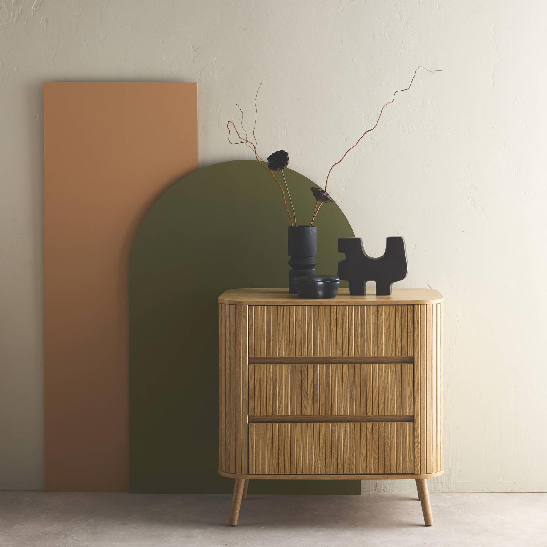 sweeek - Ladekast met 3 laden, naturel gestreept decor