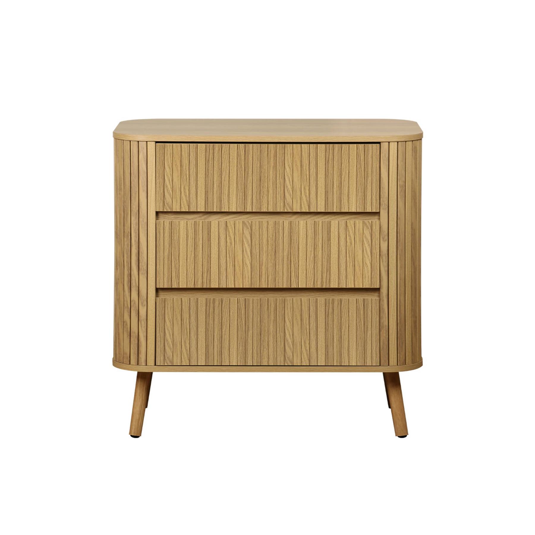 sweeek - Ladekast met 3 laden, naturel gestreept decor